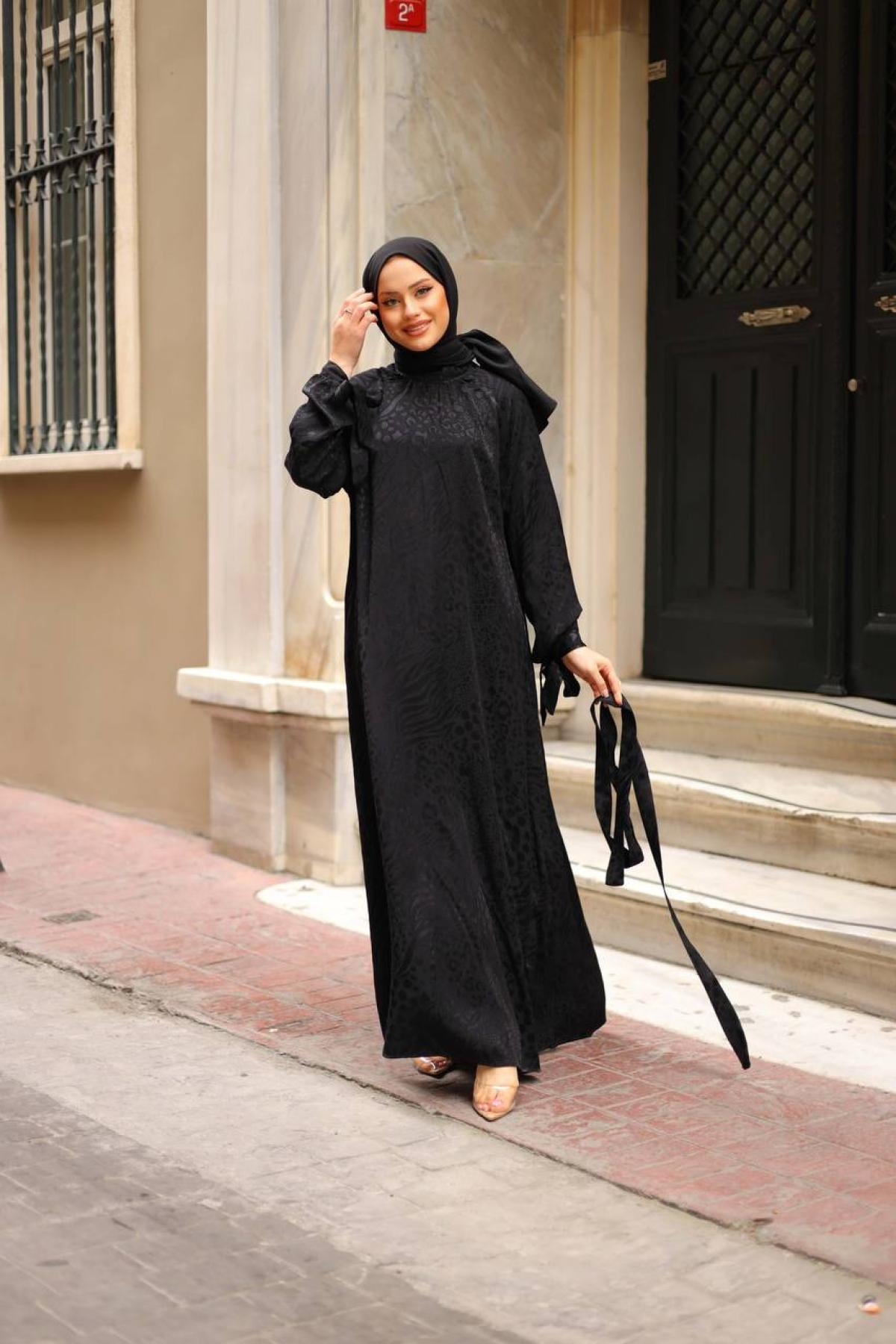 Women hijab maxi dress wholesale Black color 695682