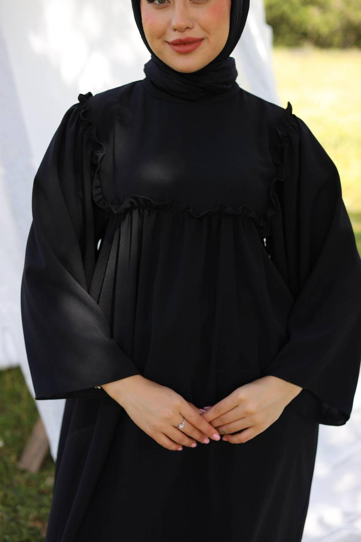 Women hijab maxi dress wholesale Black color 695668
