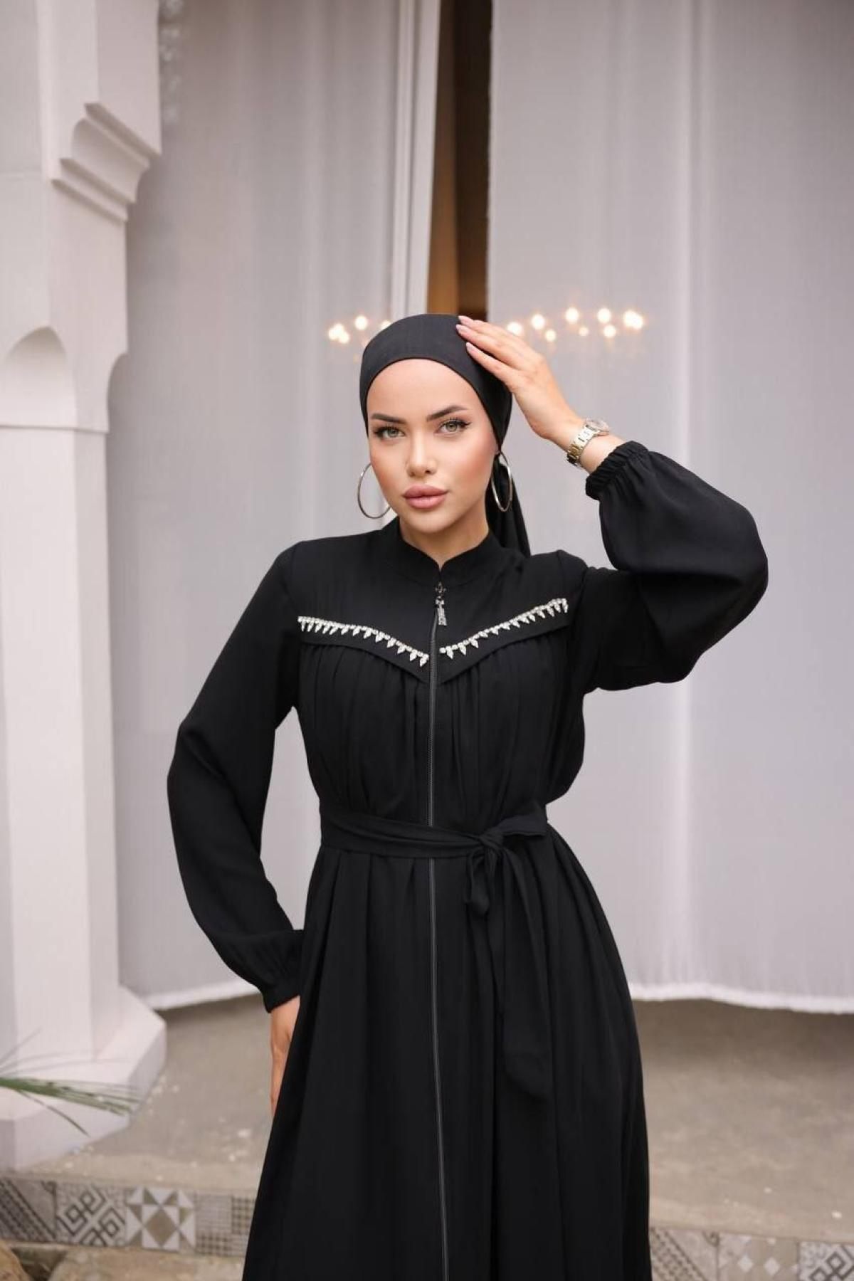Women hijab maxi dress wholesale Black color 697405