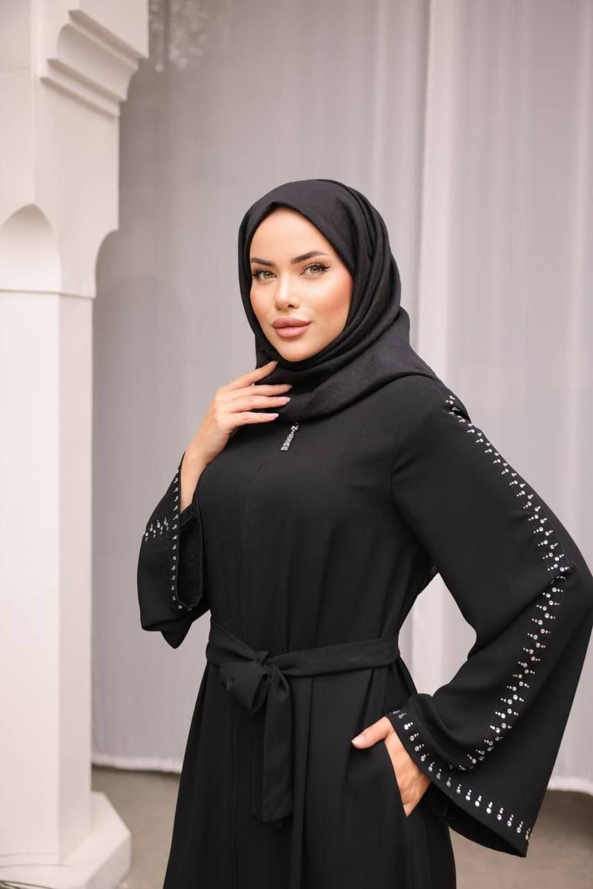 Women hijab maxi dress wholesale Black color 697407