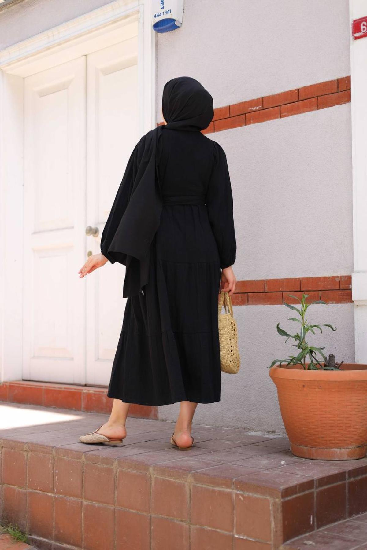 Women hijab maxi dress wholesale Black color 695663