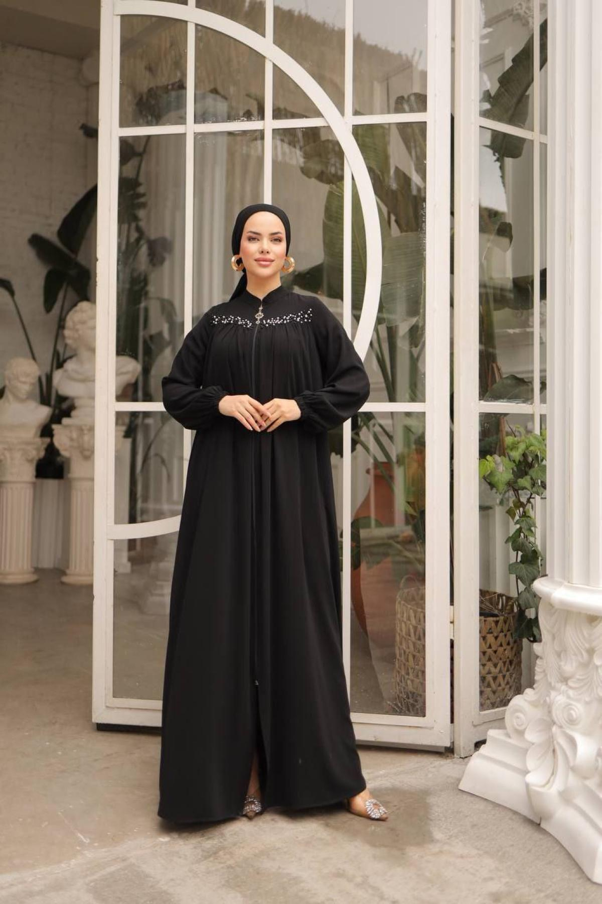 Women hijab maxi dress wholesale Black color 697476