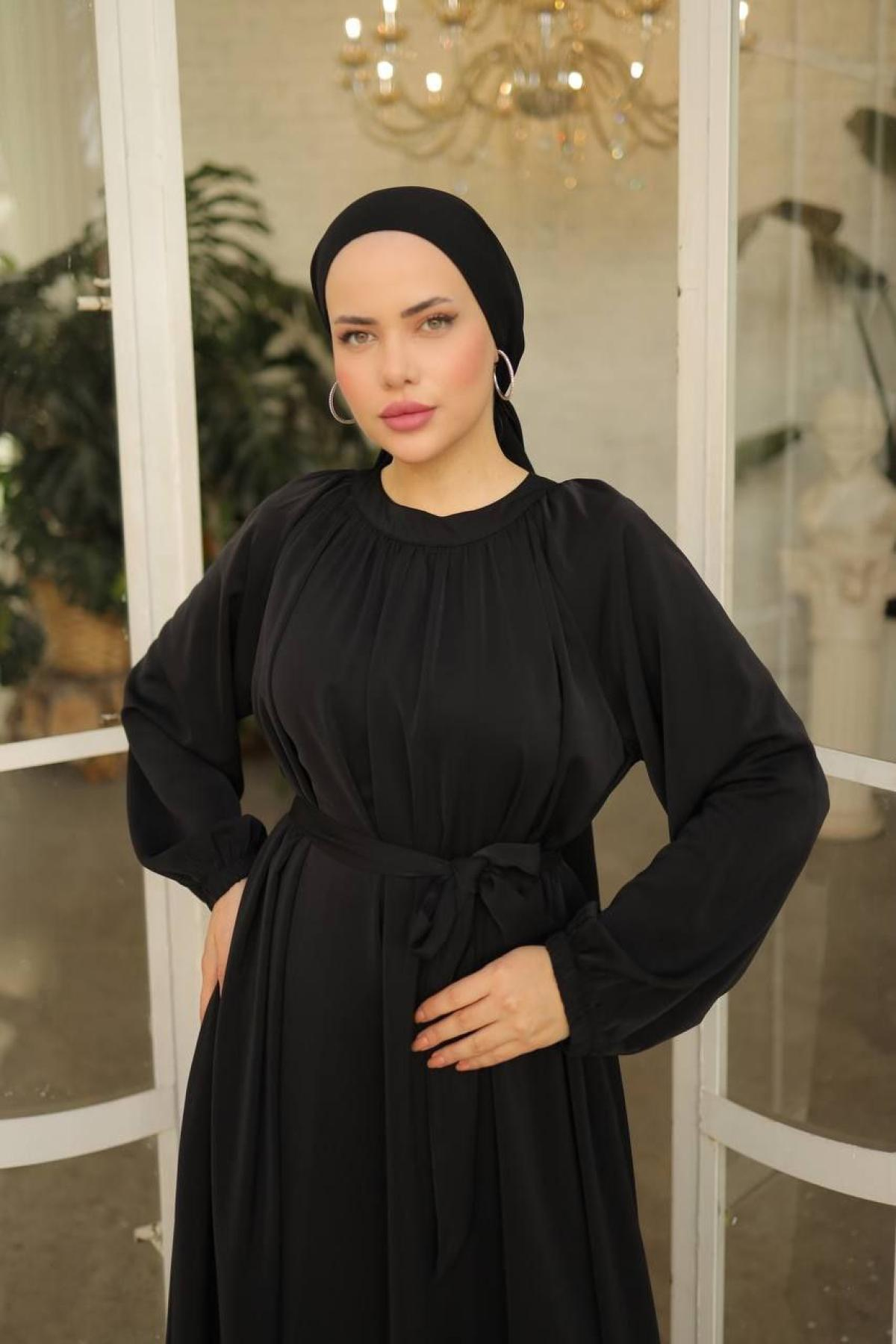 Women hijab maxi dress wholesale Black color 697453