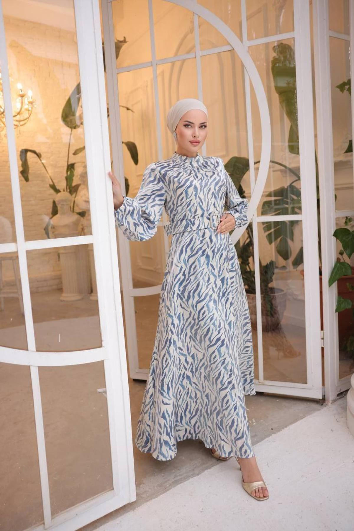 Women hijab maxi dress wholesale Blue color 697342