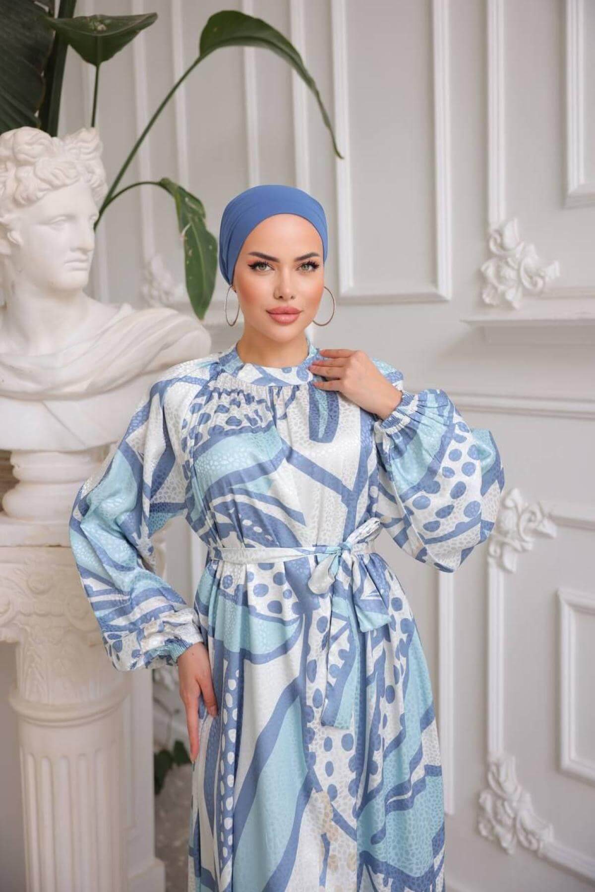 Women hijab maxi dress wholesale Blue color 697350