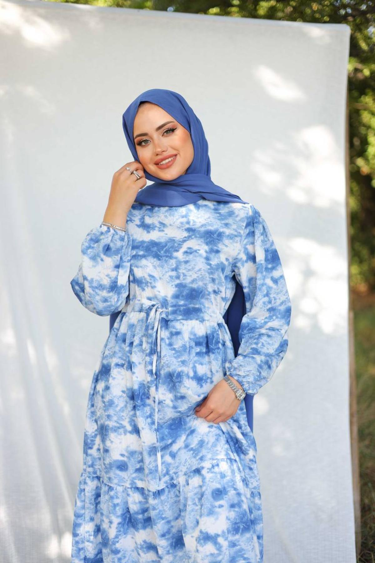 Women hijab maxi dress wholesale Blue color 695672