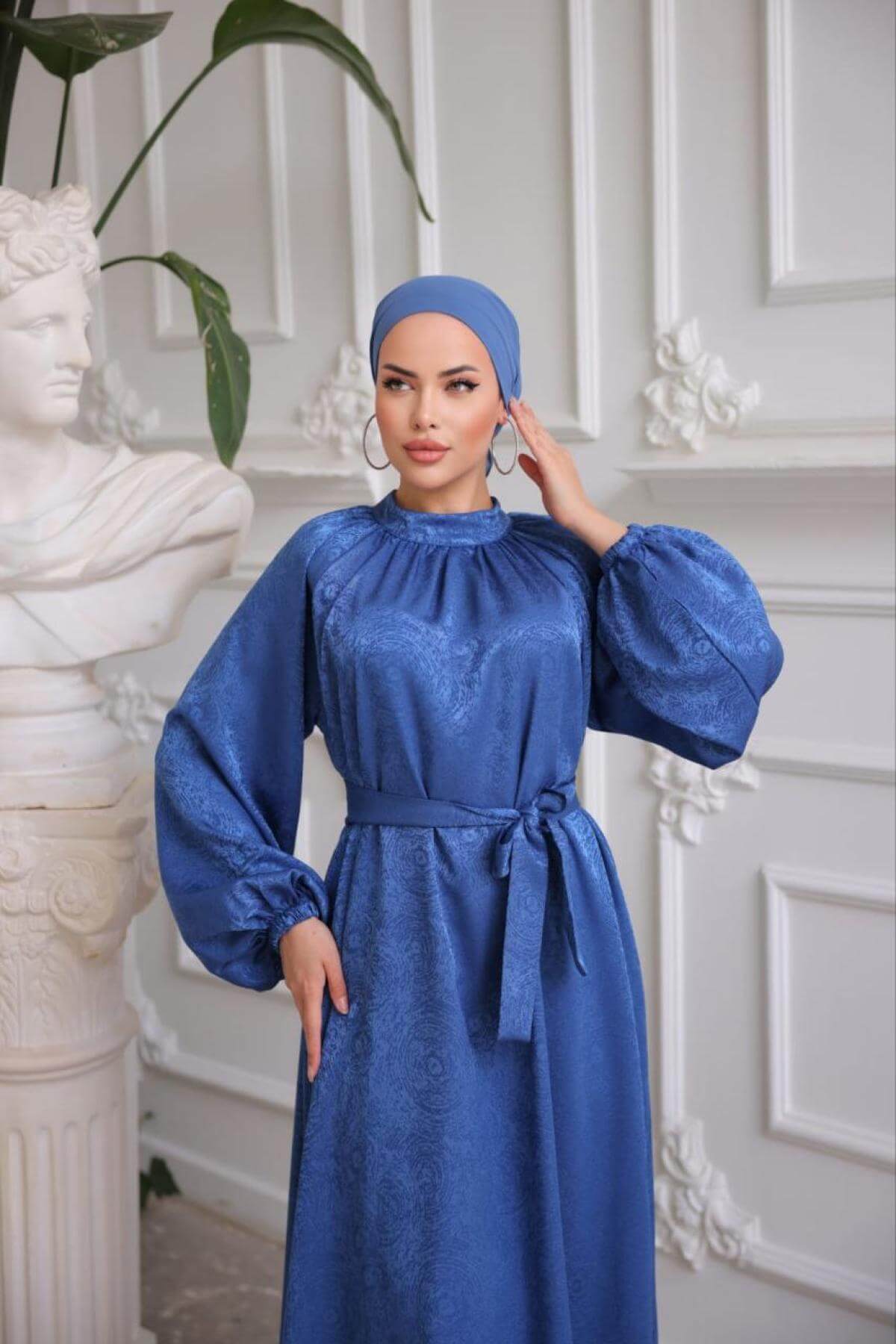 Women hijab maxi dress wholesale Blue color 697362