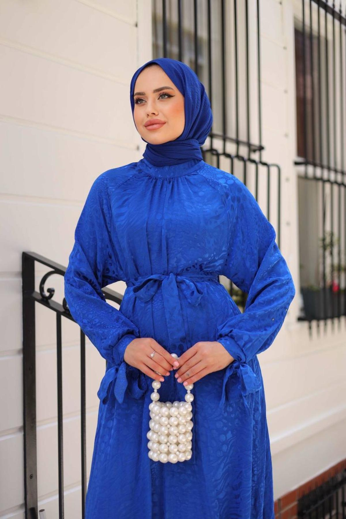 Women hijab maxi dress wholesale Blue color 695683