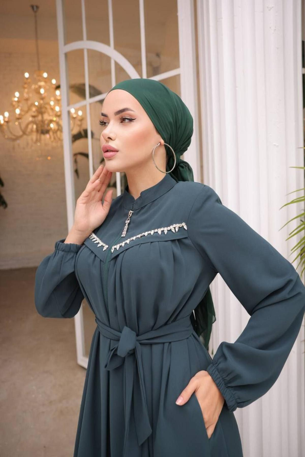 Women hijab maxi dress wholesale Blue color 697401
