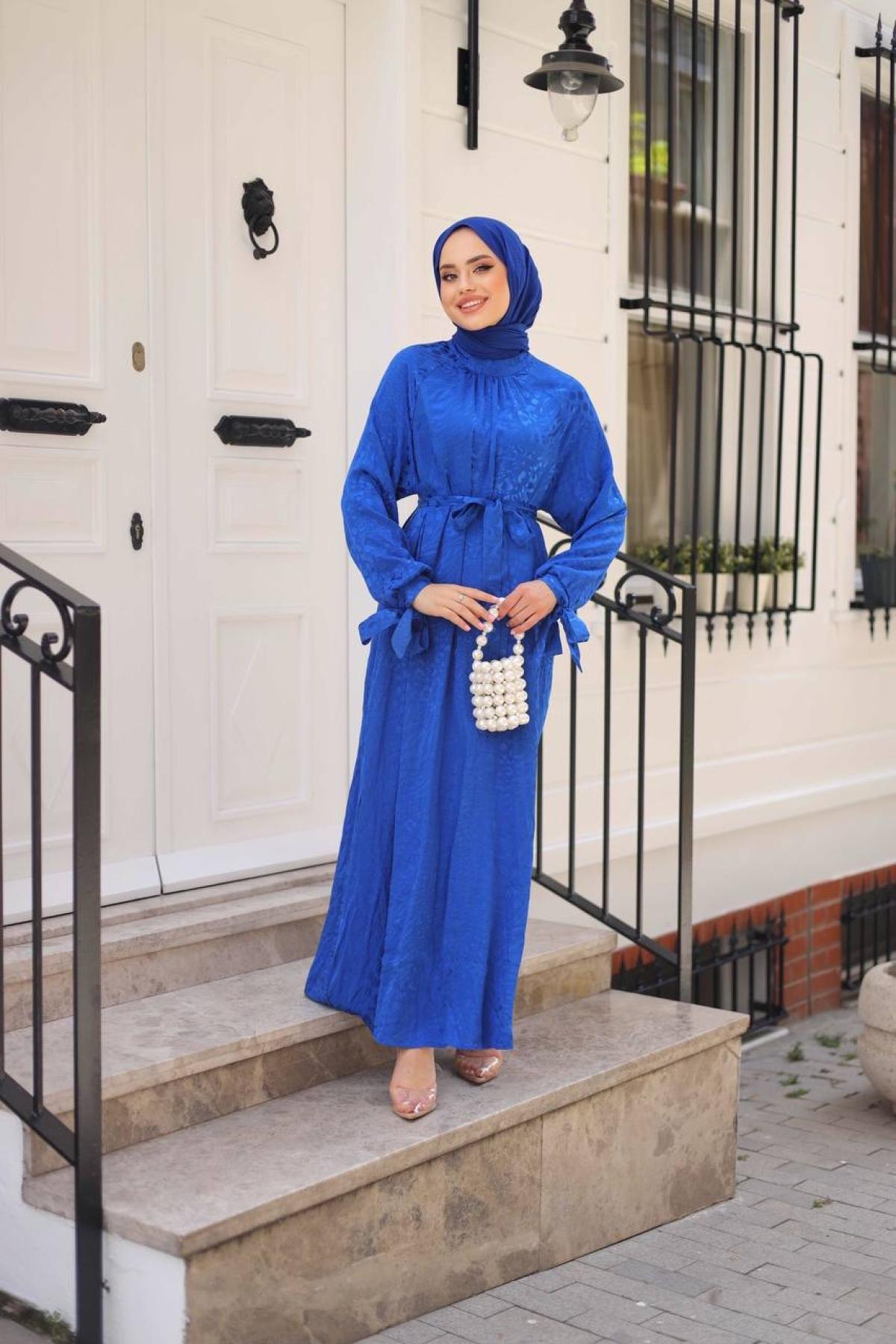 Women hijab maxi dress wholesale Blue color 695683