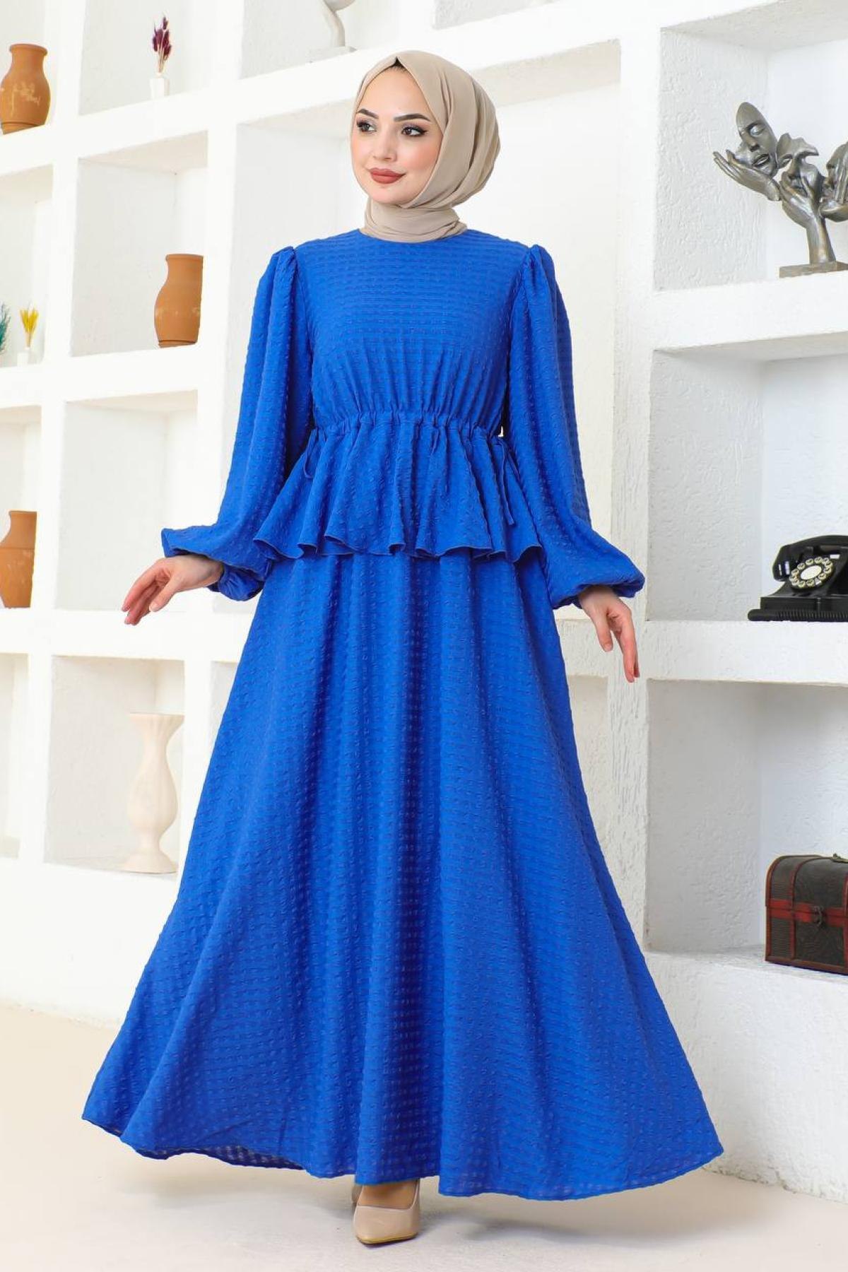Women hijab maxi dress wholesale Blue color 695775
