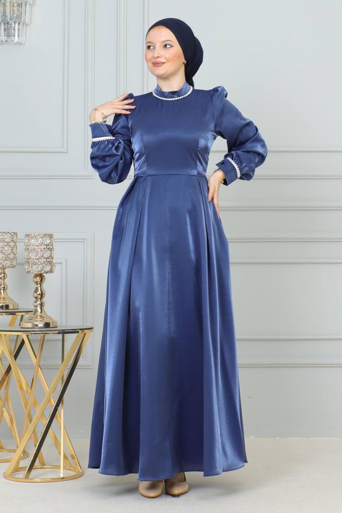 Women hijab maxi dress wholesale Blue color 696145