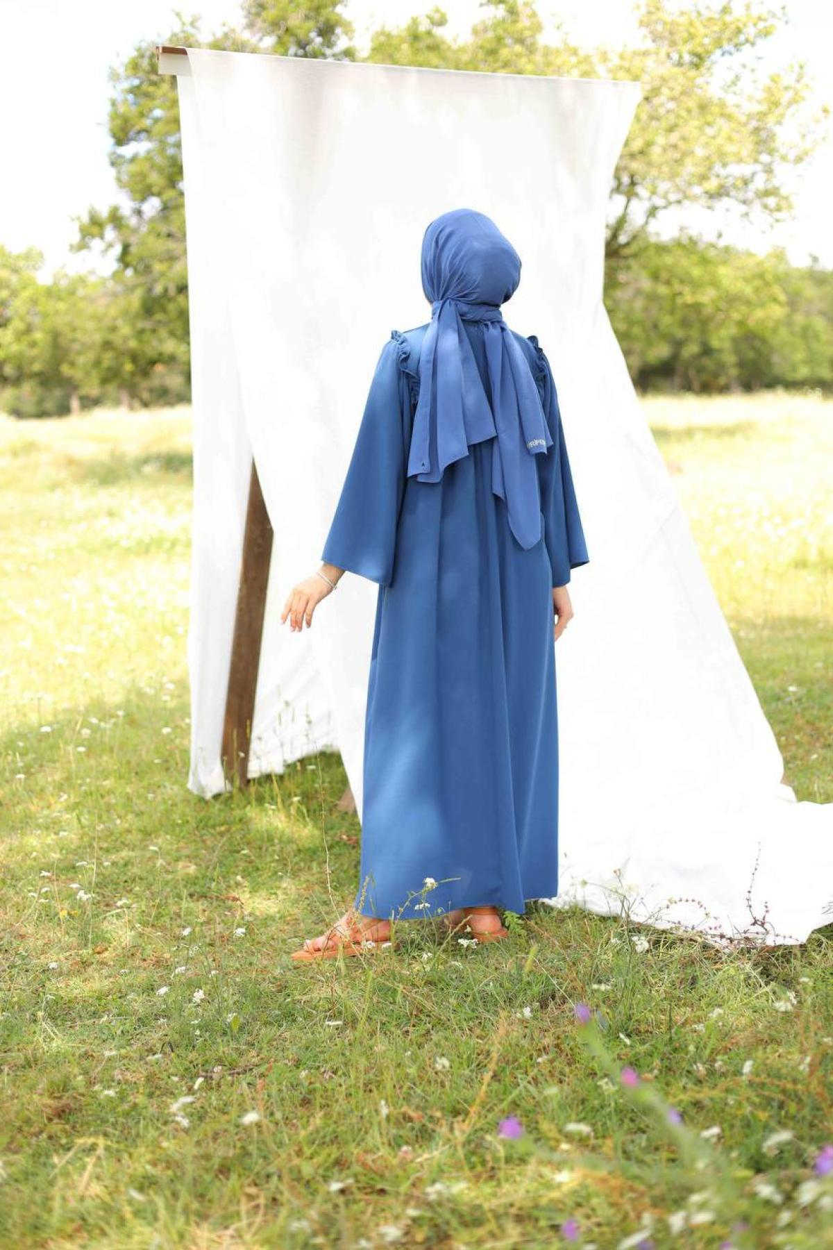 Women hijab maxi dress wholesale Blue color 695670