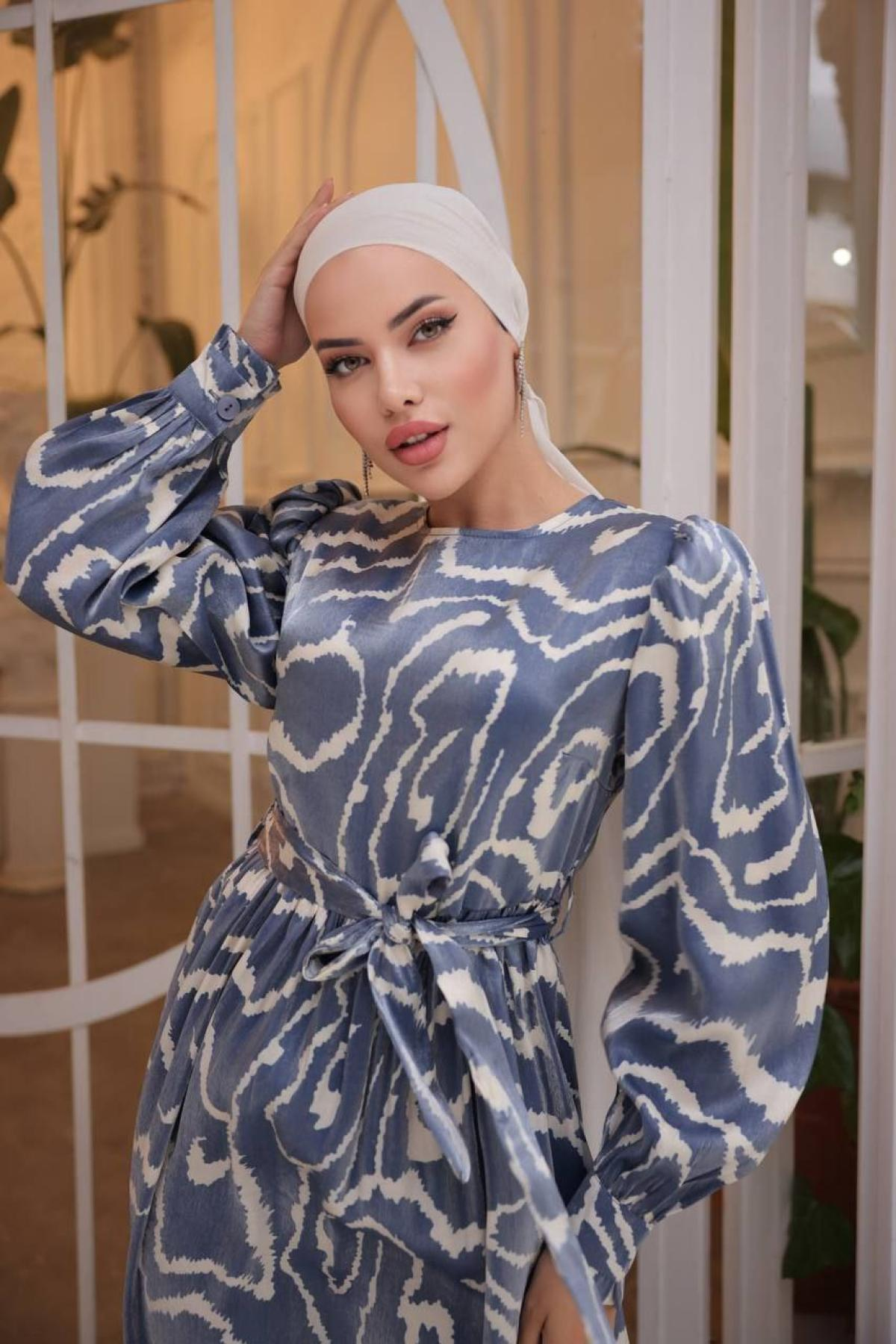 Women hijab maxi dress wholesale Blue color 697355