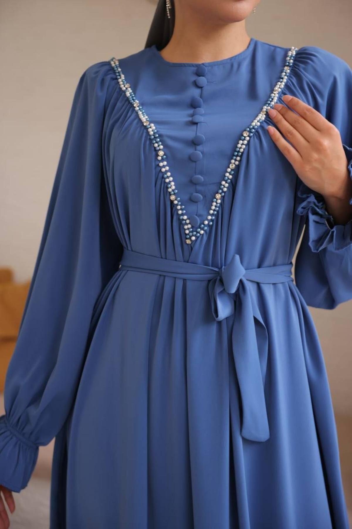 Women hijab maxi dress wholesale Blue color 697452