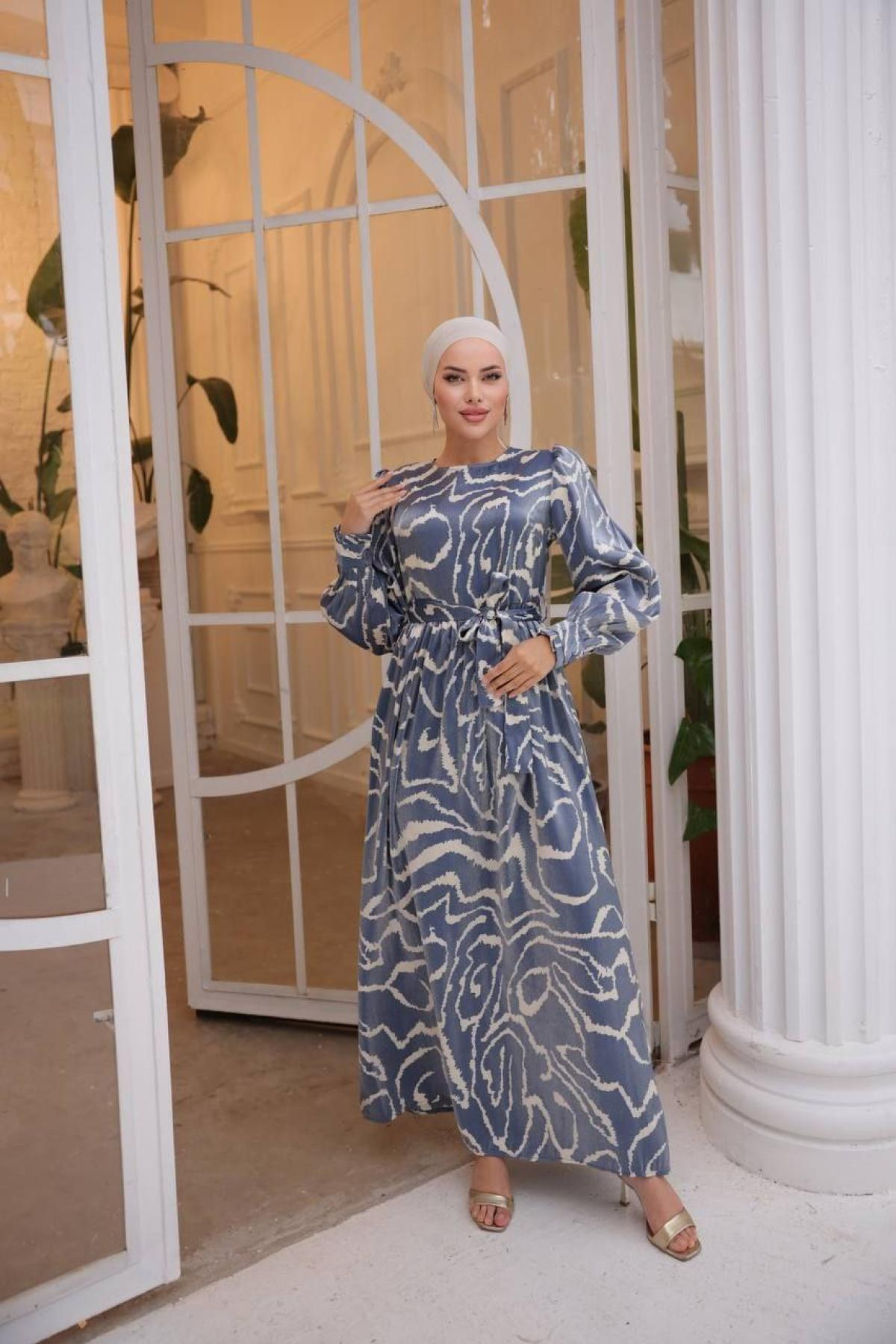 Women hijab maxi dress wholesale Blue color 697355