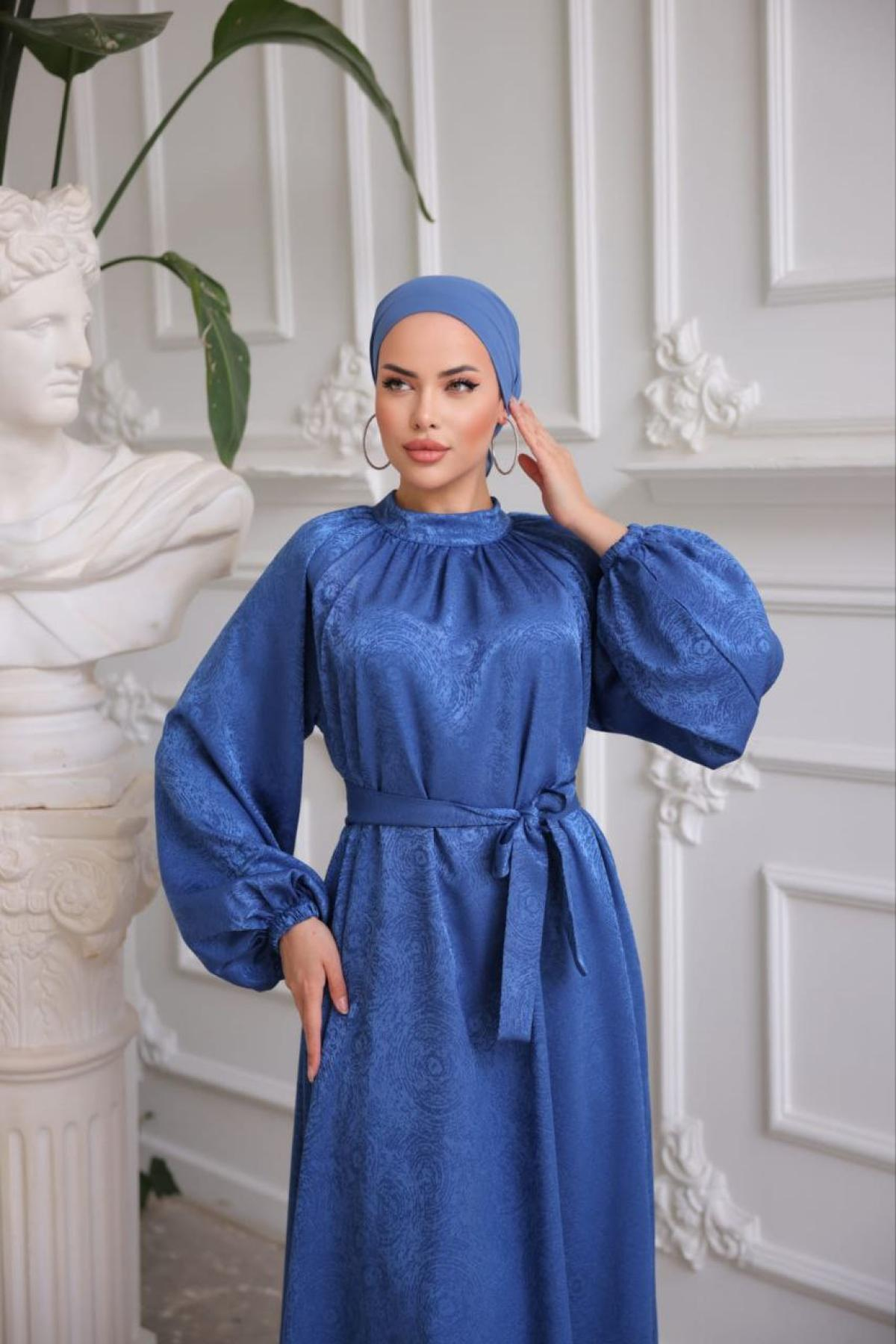 Women hijab maxi dress wholesale Blue color 697362