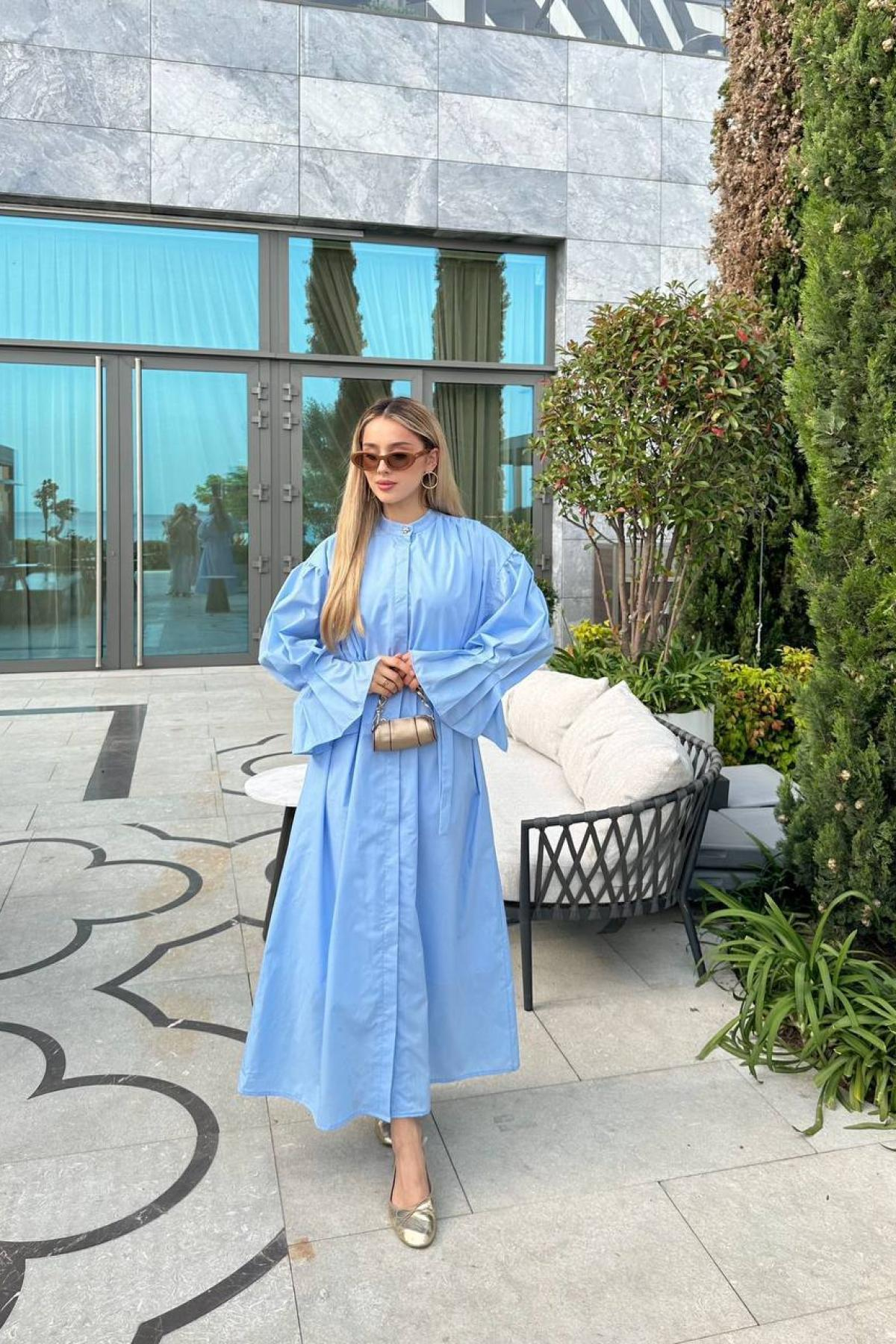 Women hijab maxi dress wholesale Blue color 695761