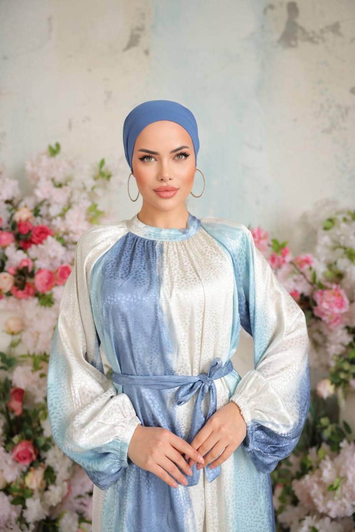 Women hijab maxi dress wholesale Blue color 697329