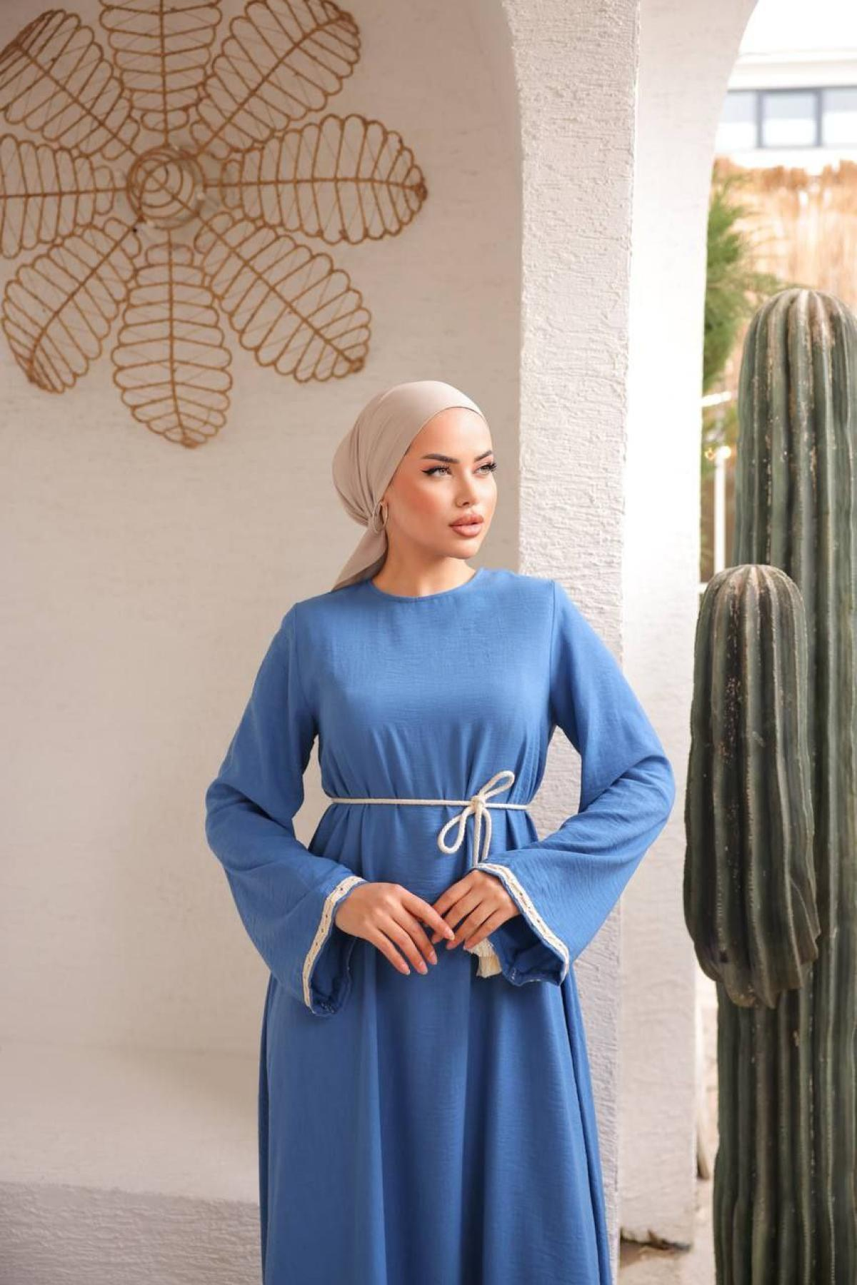 Women hijab maxi dress wholesale Blue color 697426