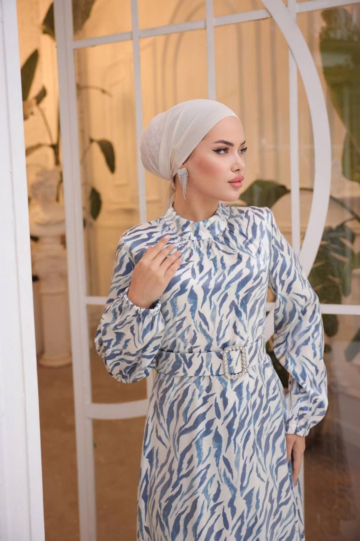 Women hijab maxi dress wholesale Blue color 697342