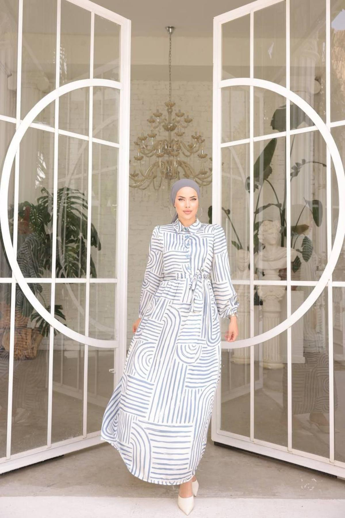 Women hijab maxi dress wholesale Blue color 697336