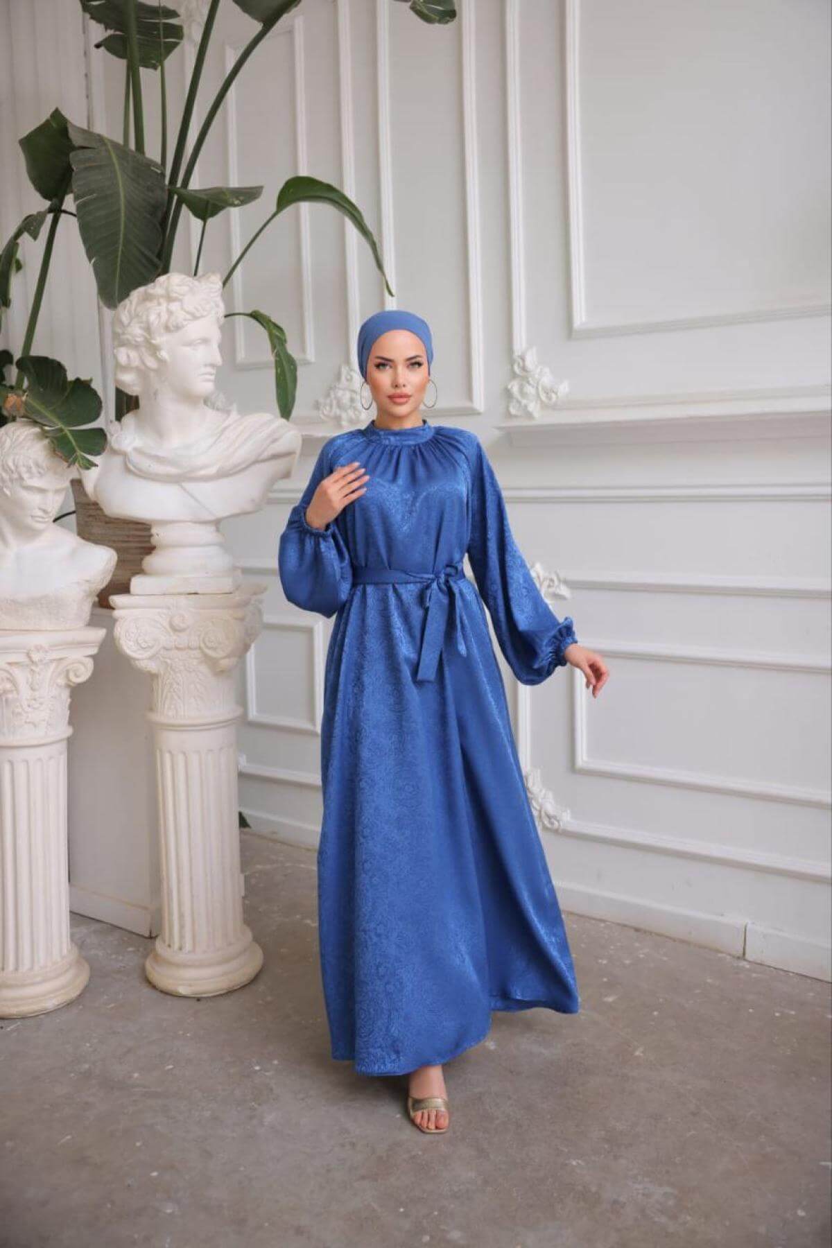Women hijab maxi dress wholesale Blue color 697362