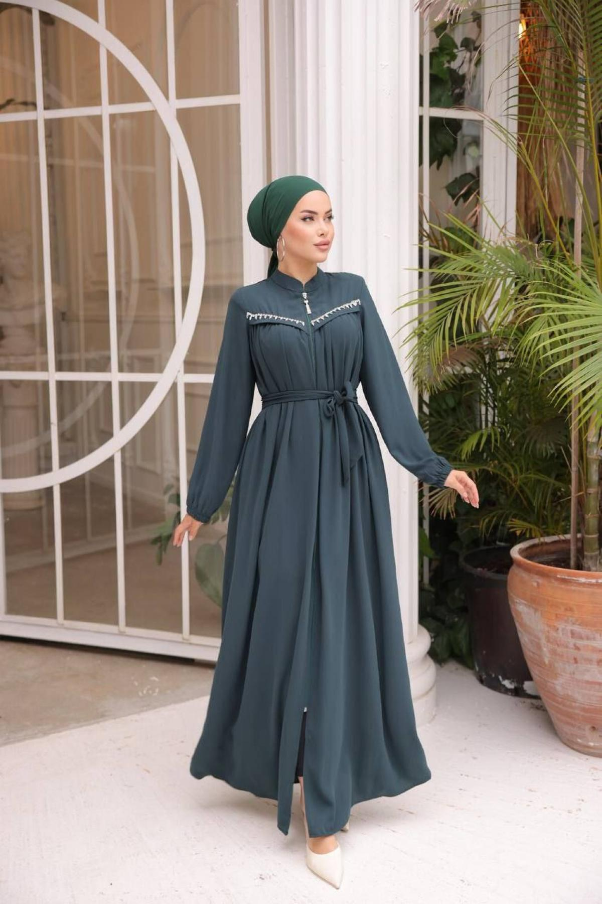 Women hijab maxi dress wholesale Blue color 697401