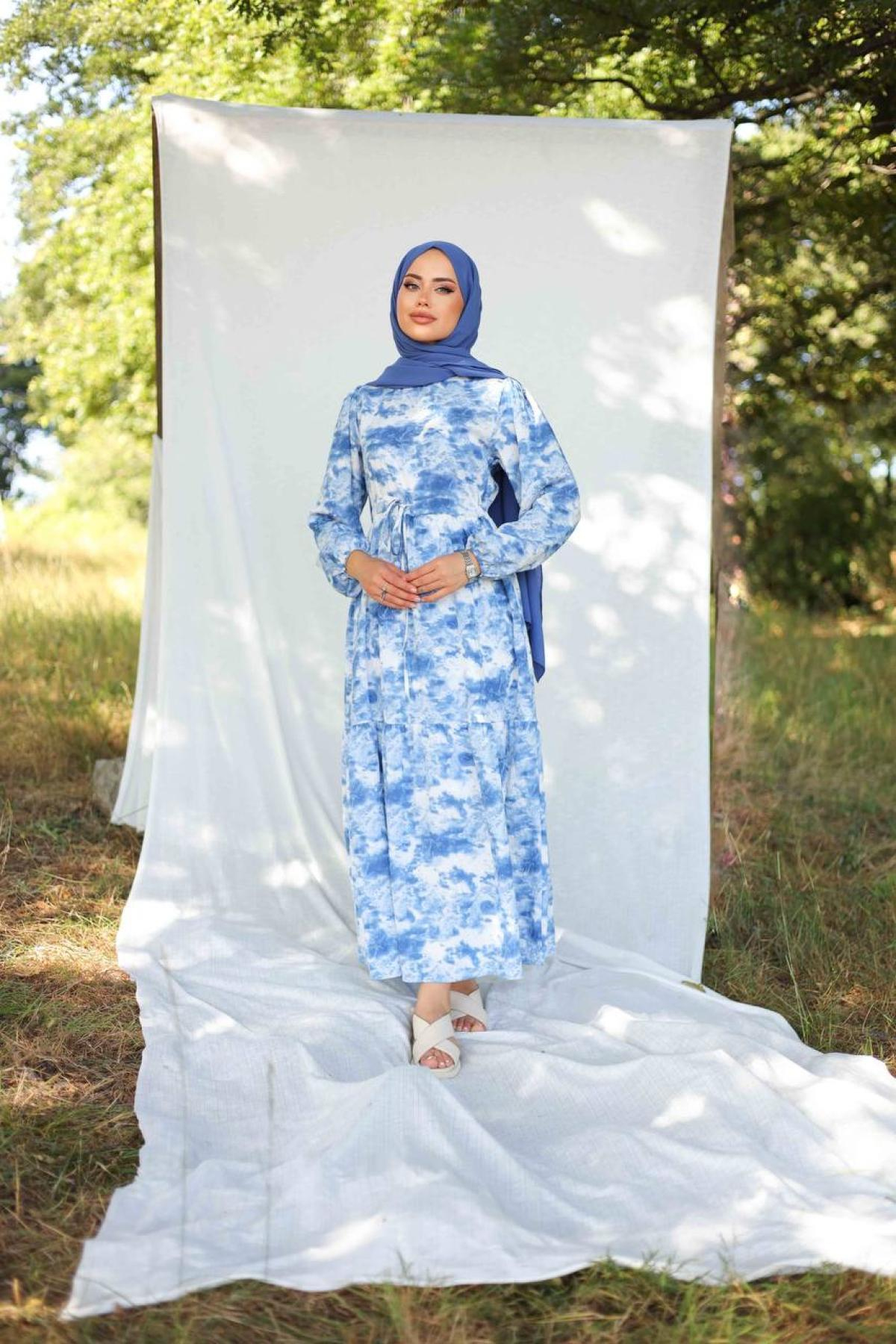 Women hijab maxi dress wholesale Blue color 695672