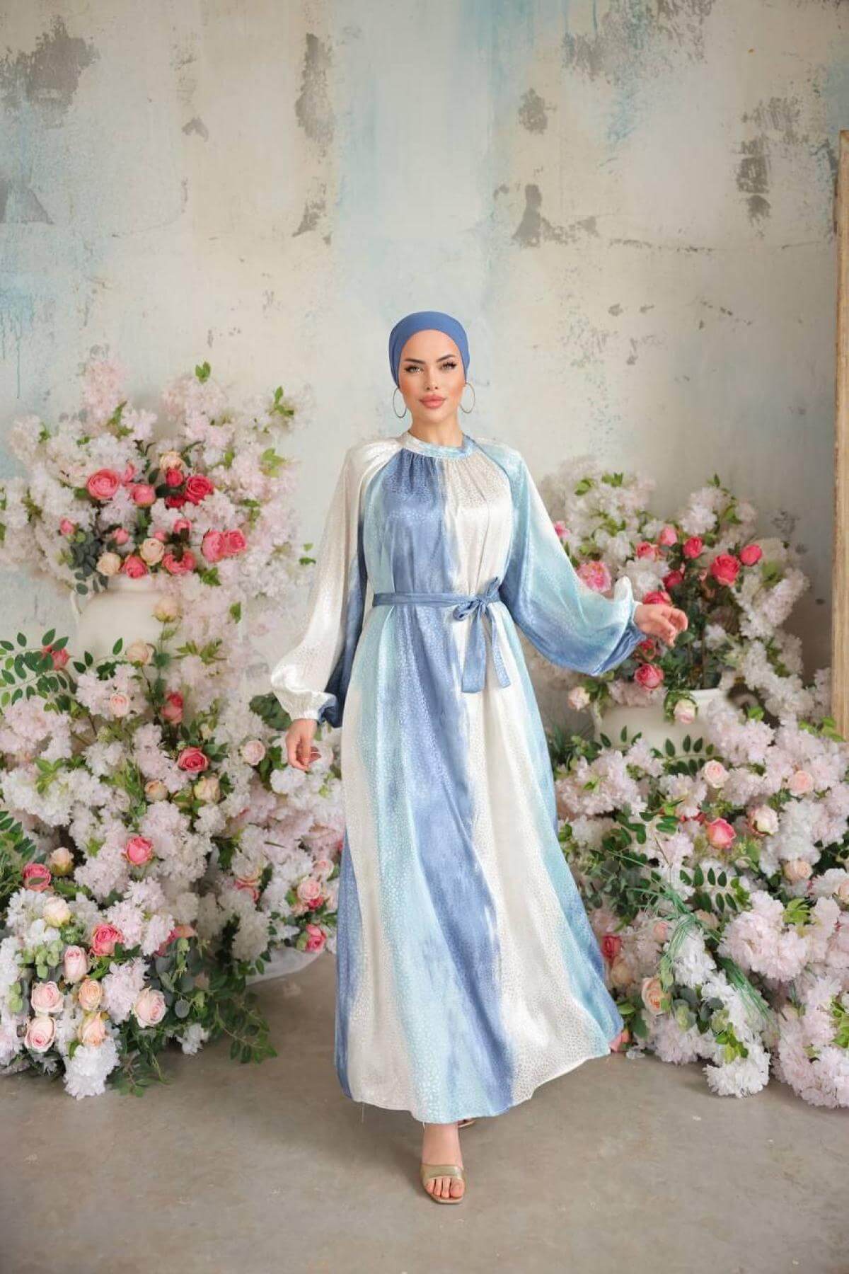 Women hijab maxi dress wholesale Blue color 697329