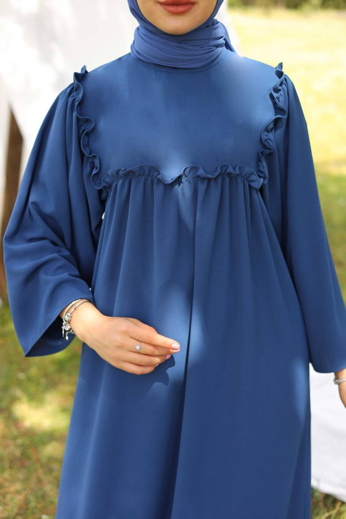 Women hijab maxi dress wholesale Blue color 695670