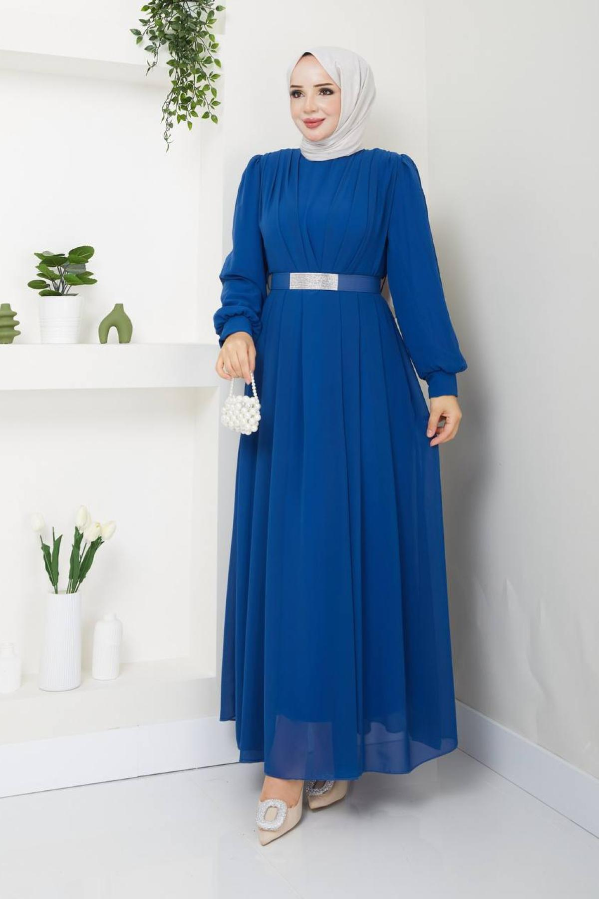 Women hijab maxi dress wholesale Blue color 696135