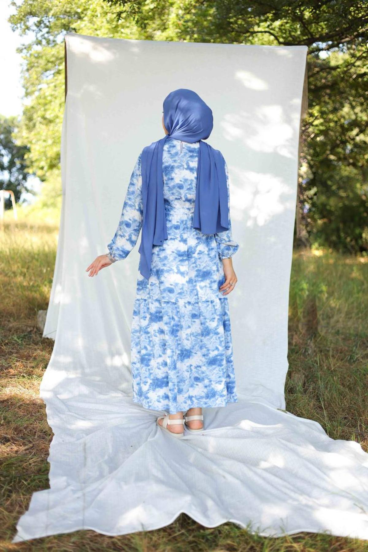 Women hijab maxi dress wholesale Blue color 695672
