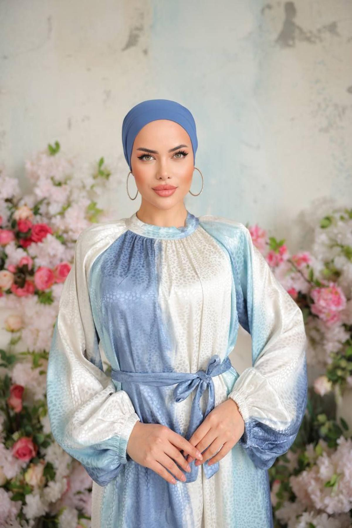 Women hijab maxi dress wholesale Blue color 697329