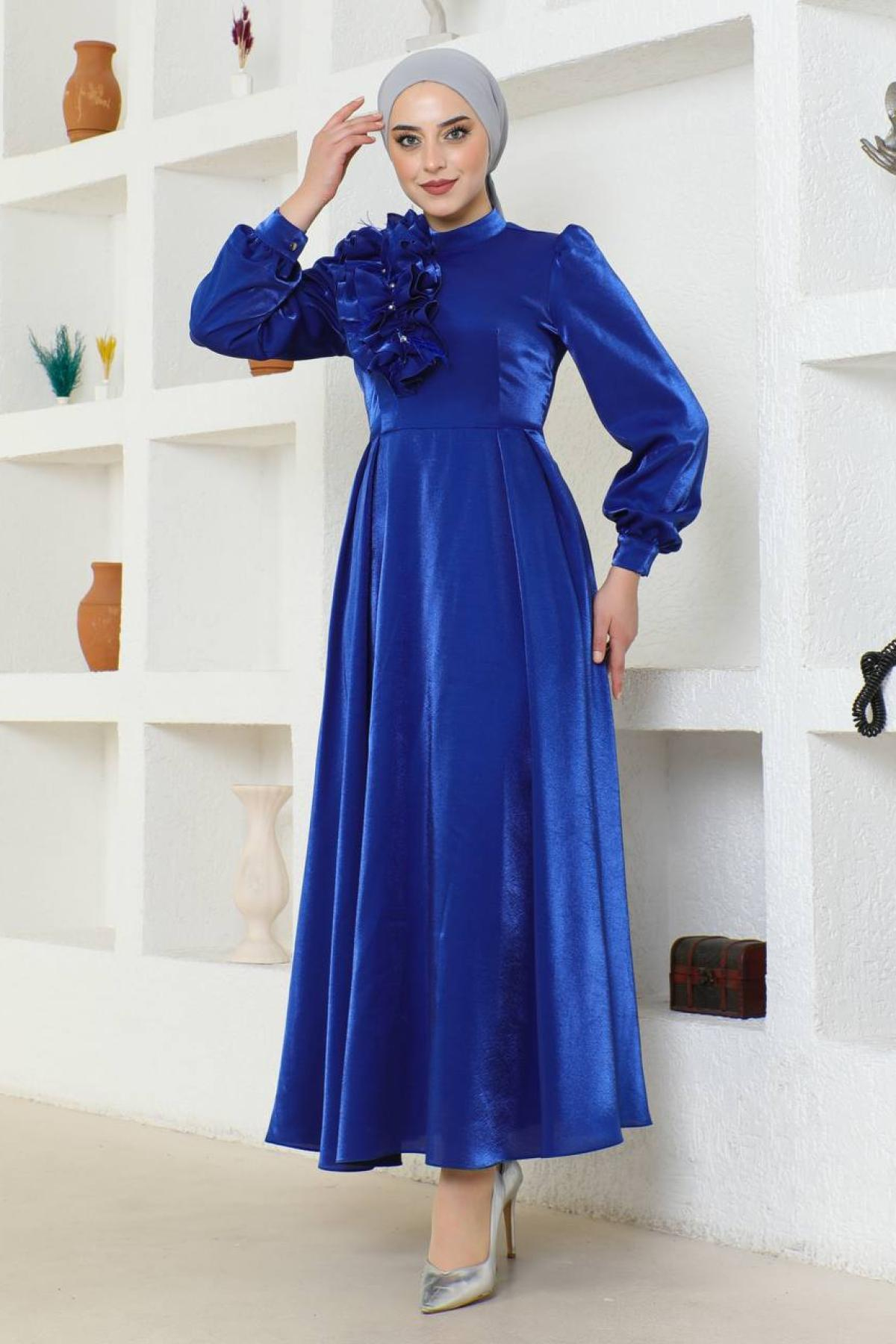 Women hijab maxi dress wholesale Blue color 695786
