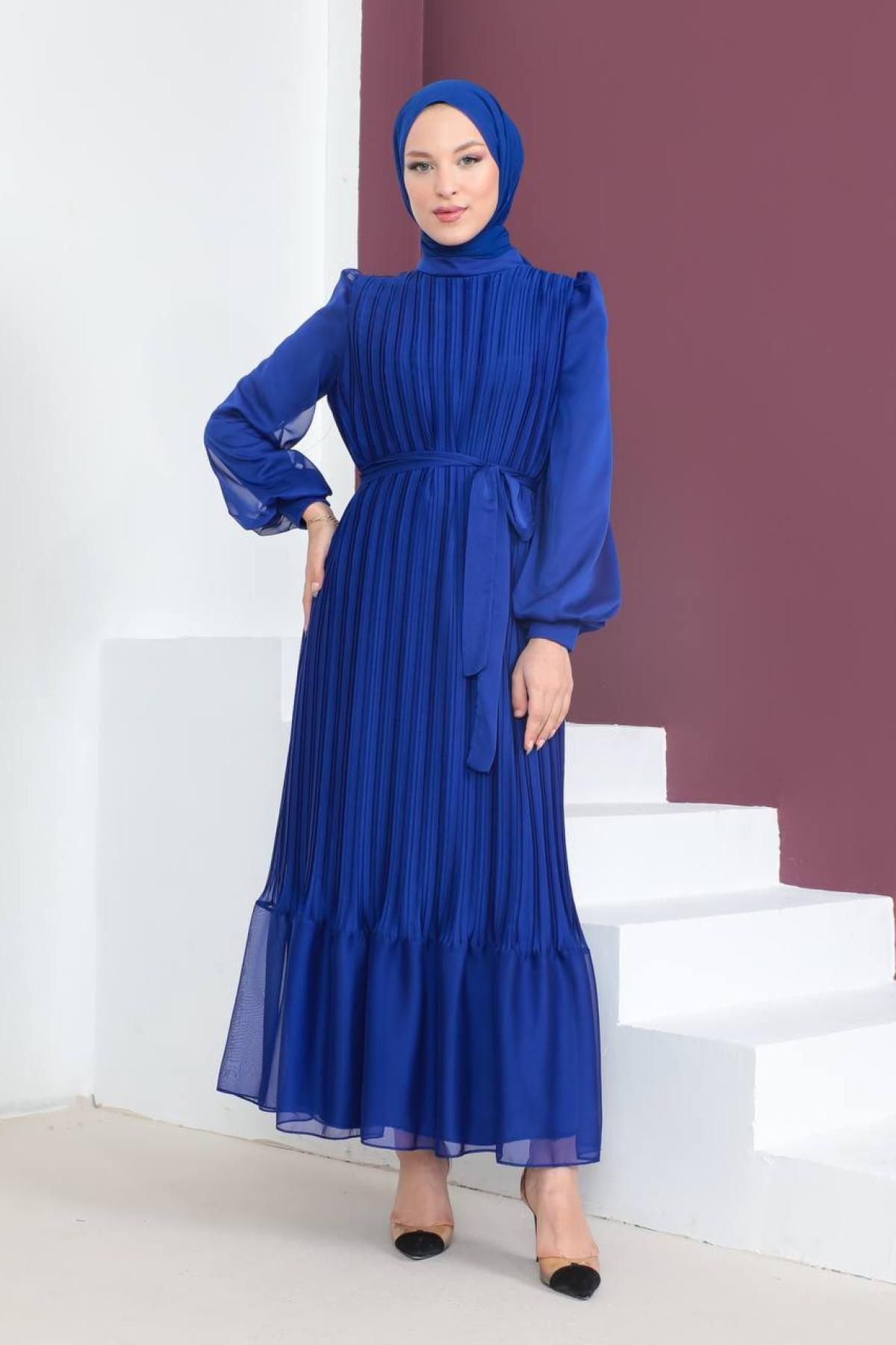Women hijab maxi dress wholesale Blue color 695967