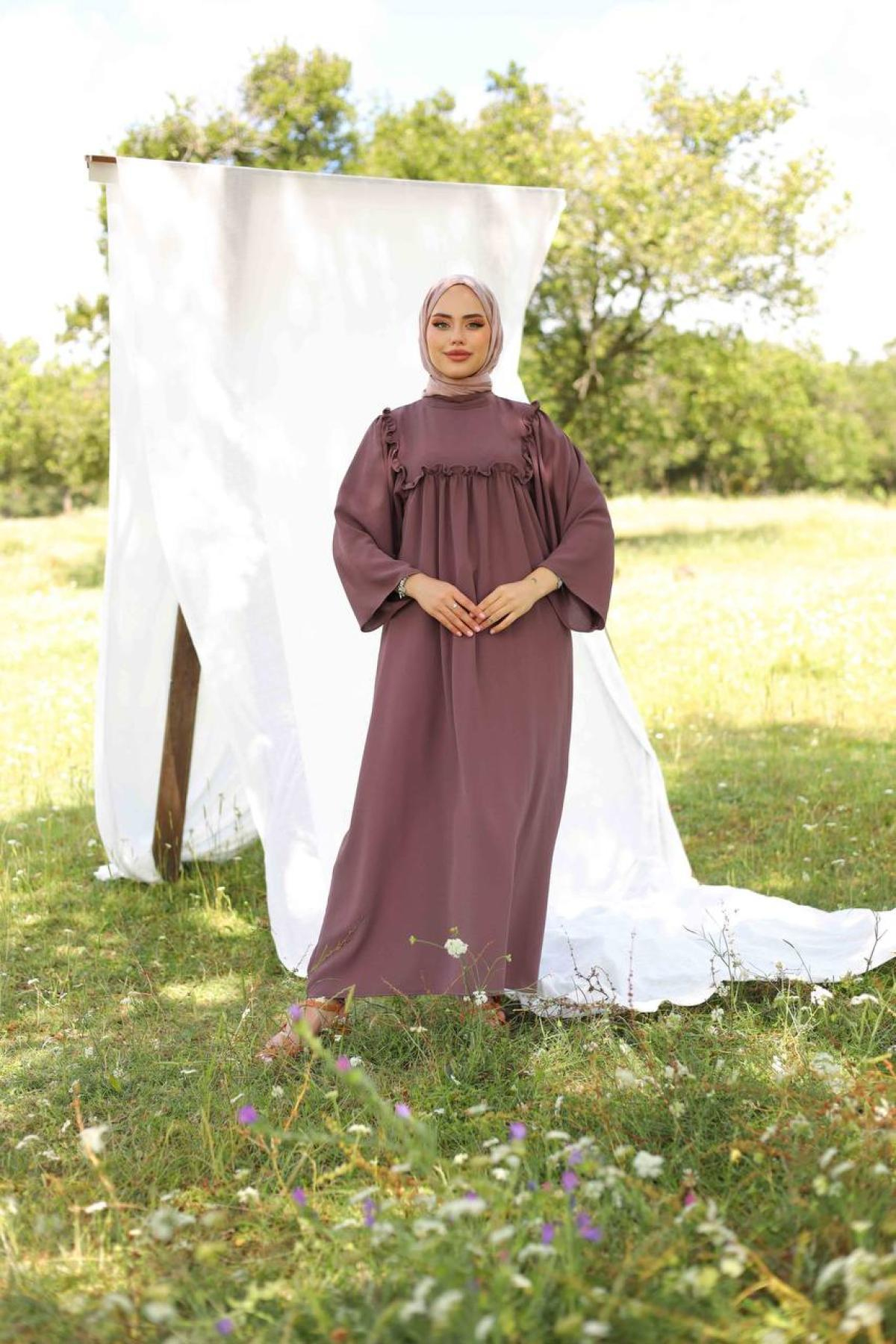 Women hijab maxi dress wholesale Blush color 695671