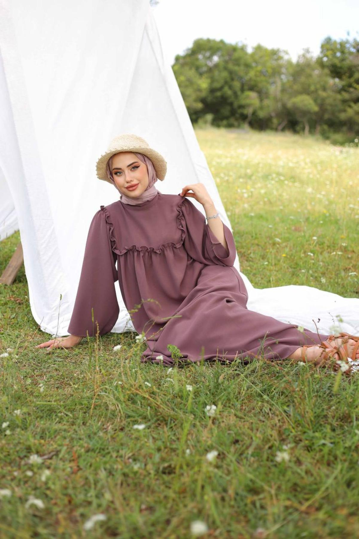 Women hijab maxi dress wholesale Blush color 695671