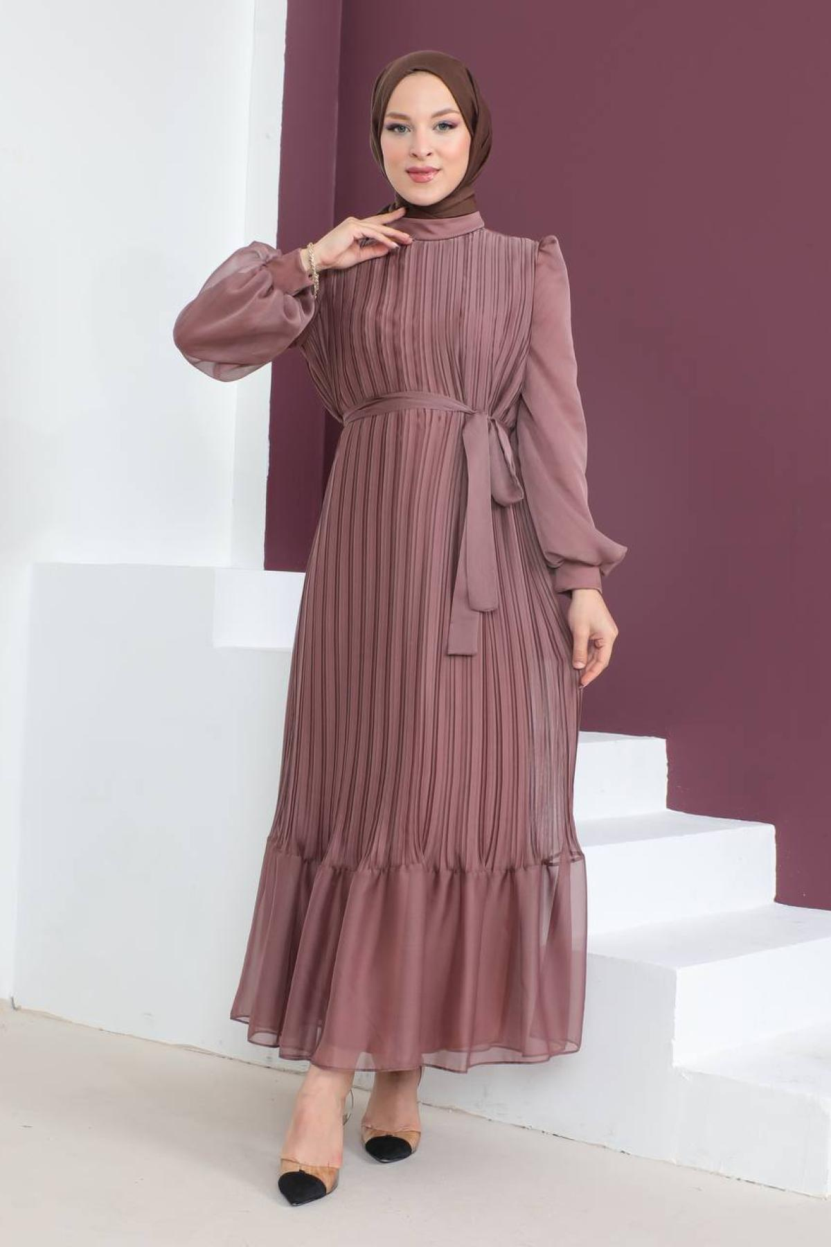 Women hijab maxi dress wholesale Blush color 695971