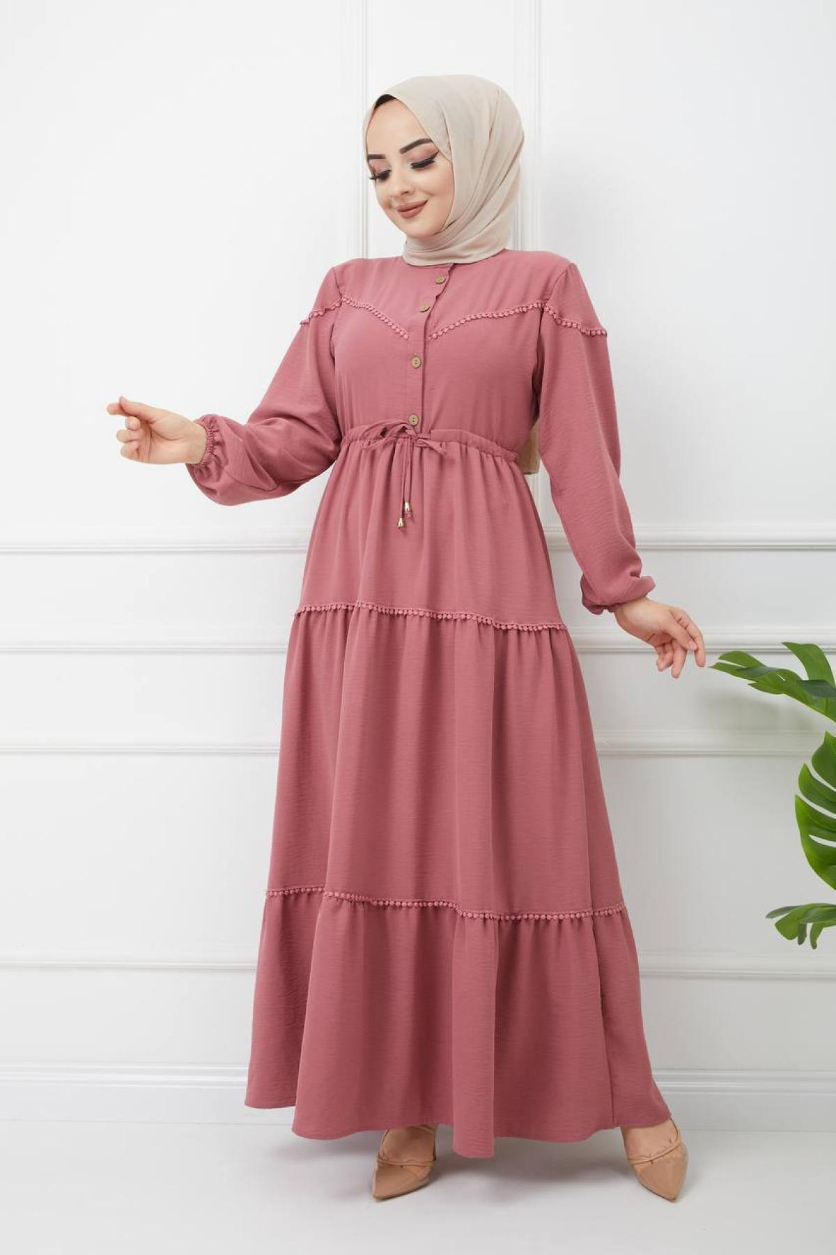 Women hijab maxi dress wholesale Blush color 695954