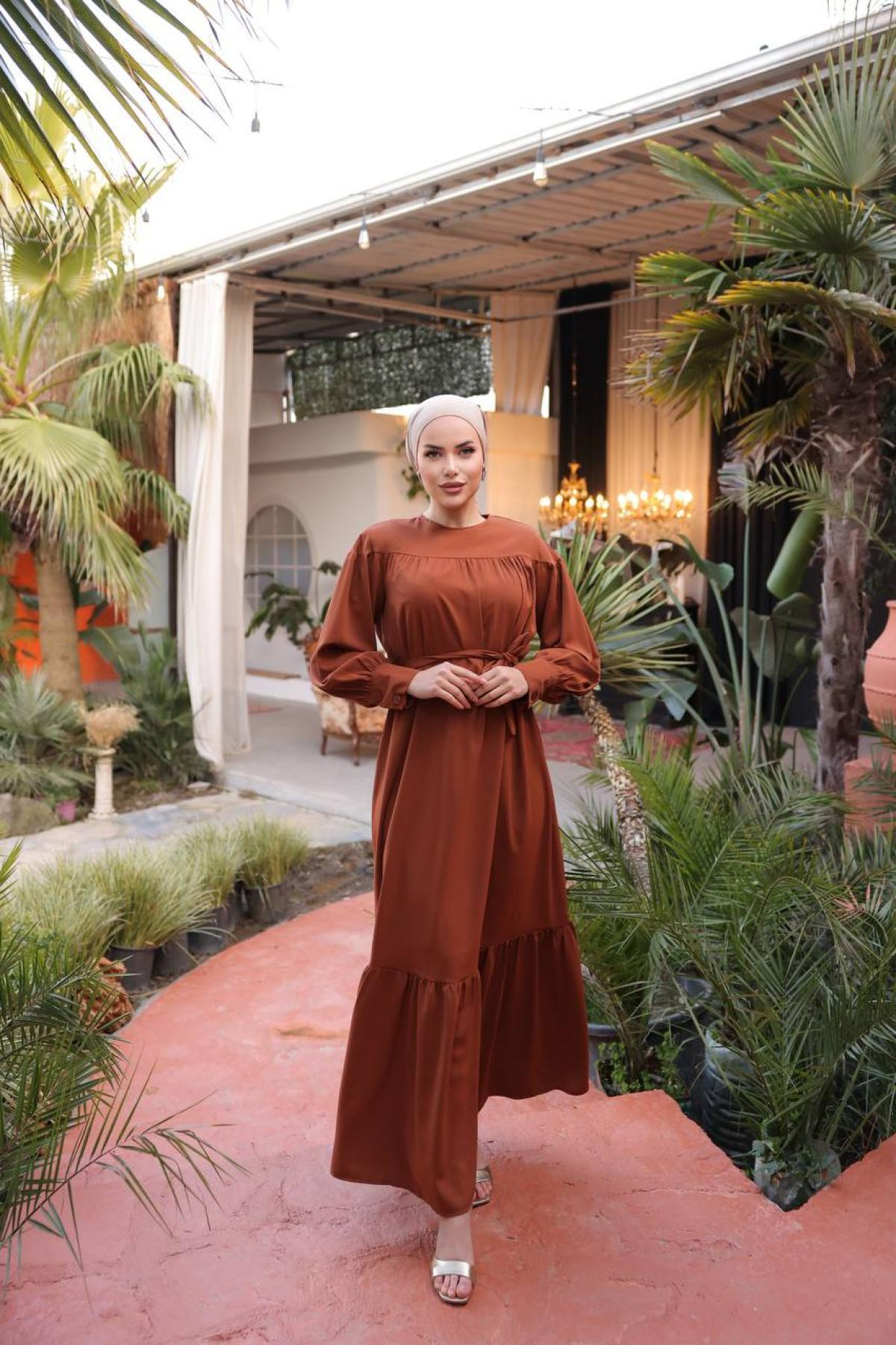 Women hijab maxi dress wholesale Brick color 695836
