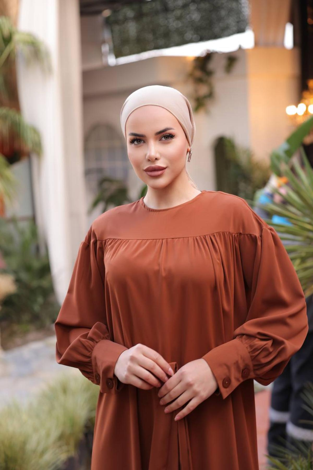 Women hijab maxi dress wholesale Brick color 695836