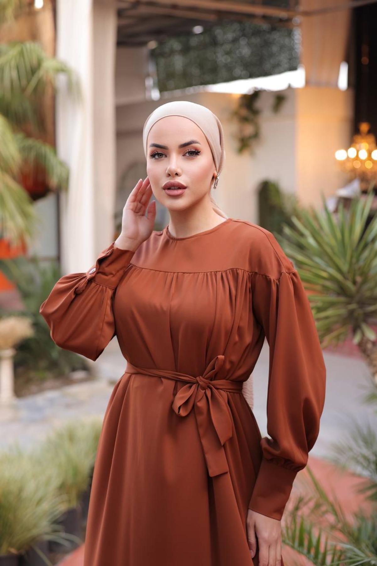 Women hijab maxi dress wholesale Brick color 695836