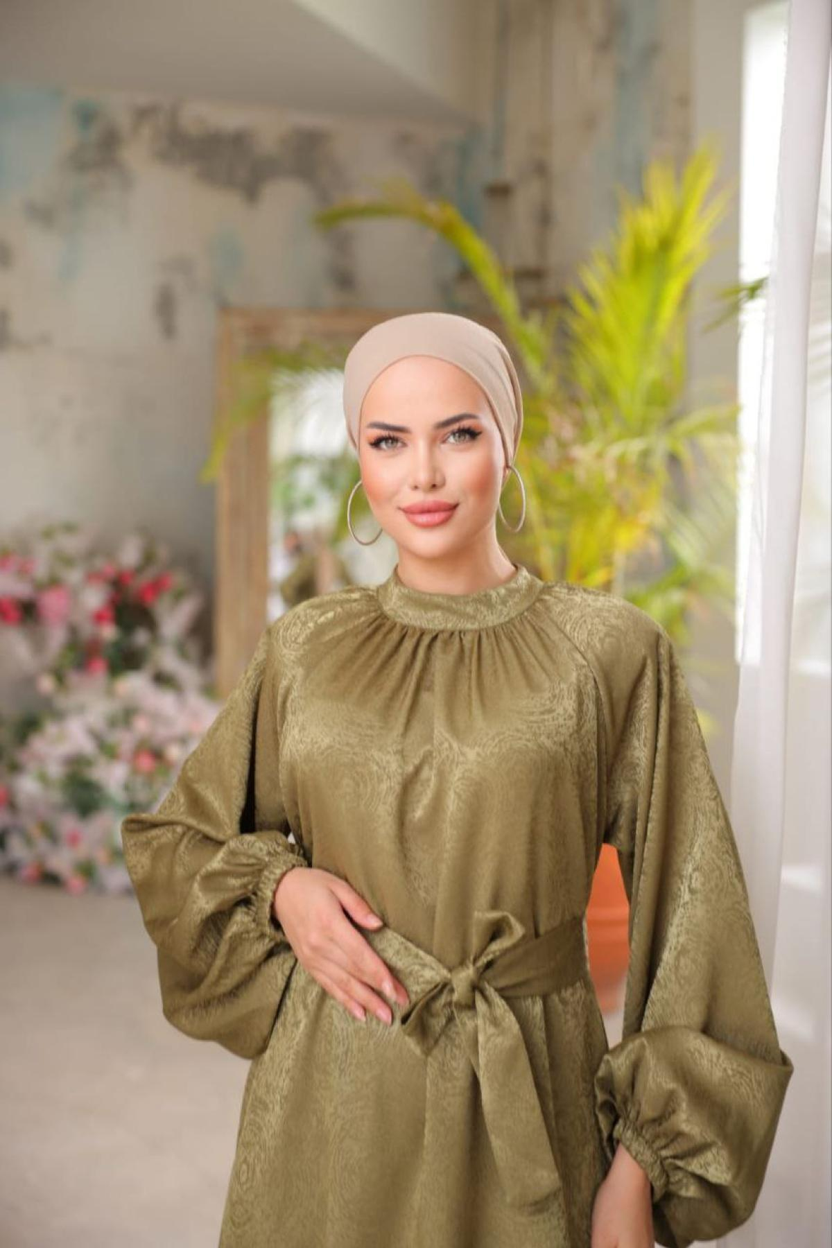 Women hijab maxi dress wholesale Brown color 697360