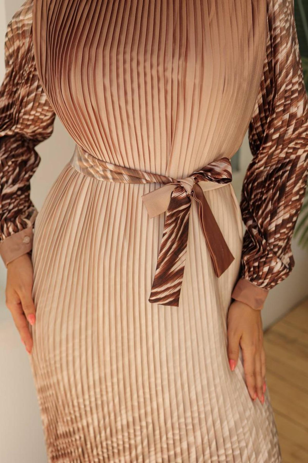 Women hijab maxi dress wholesale Brown color 695983