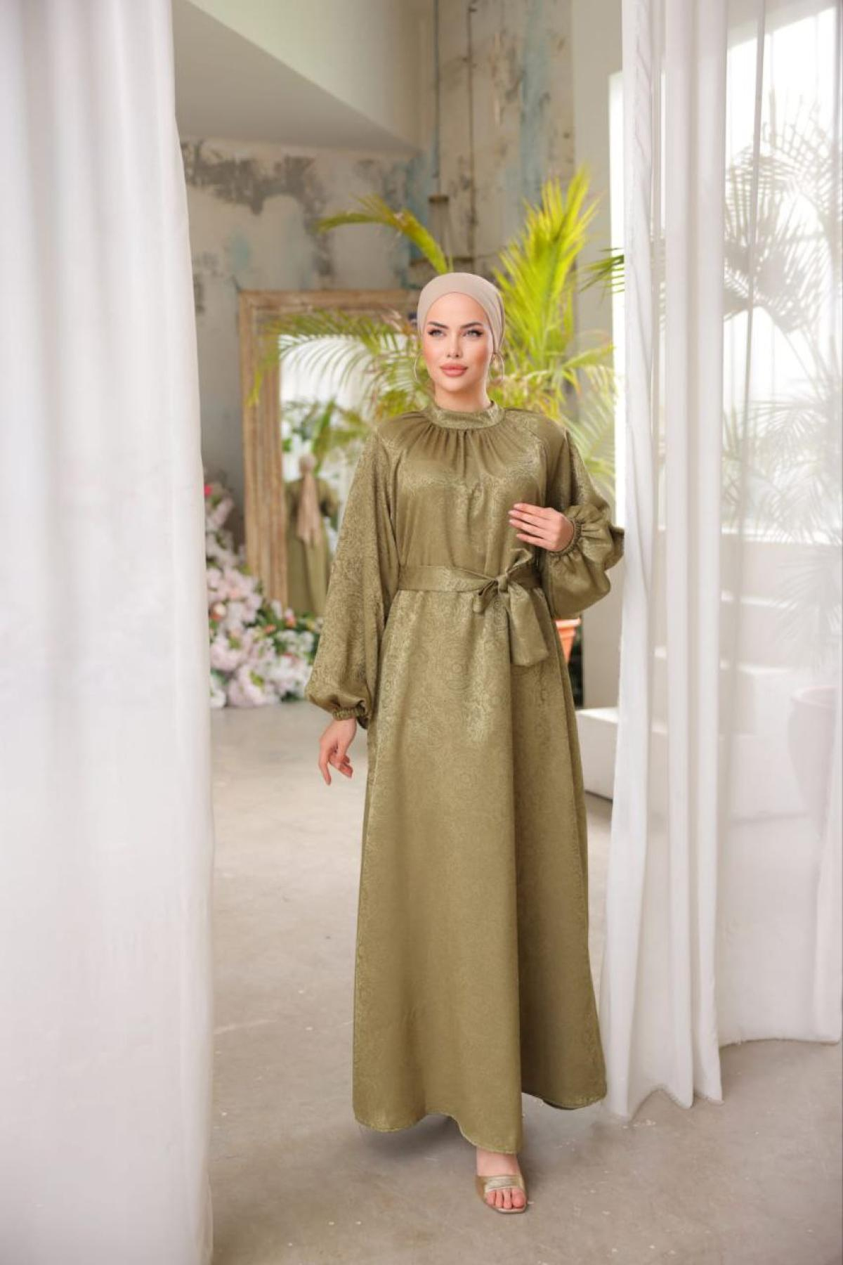 Women hijab maxi dress wholesale Brown color 697360