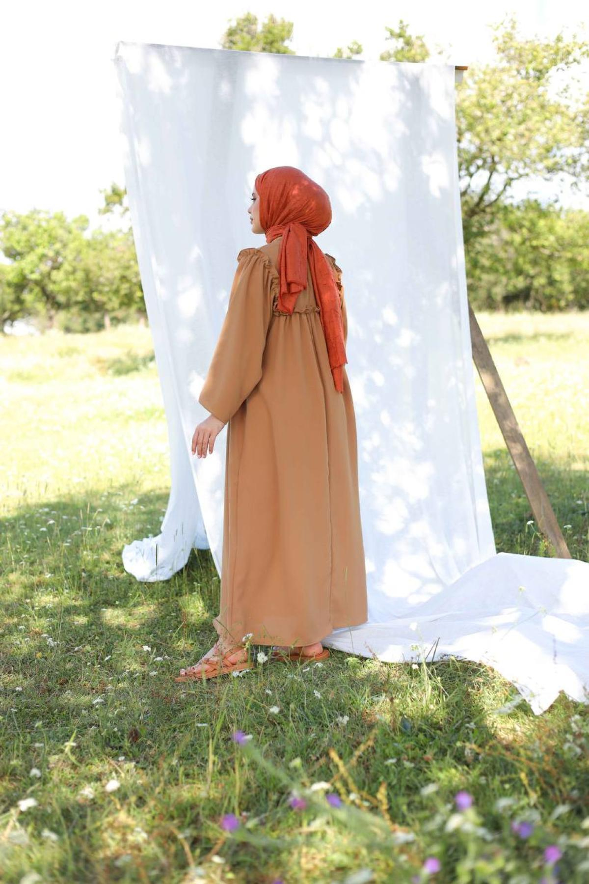 Women hijab maxi dress wholesale Camel color 695667