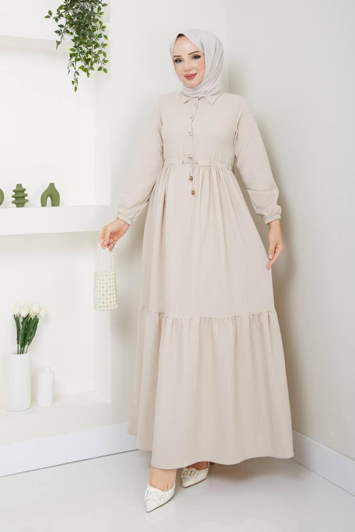 Women hijab maxi dress wholesale Cream color 695751