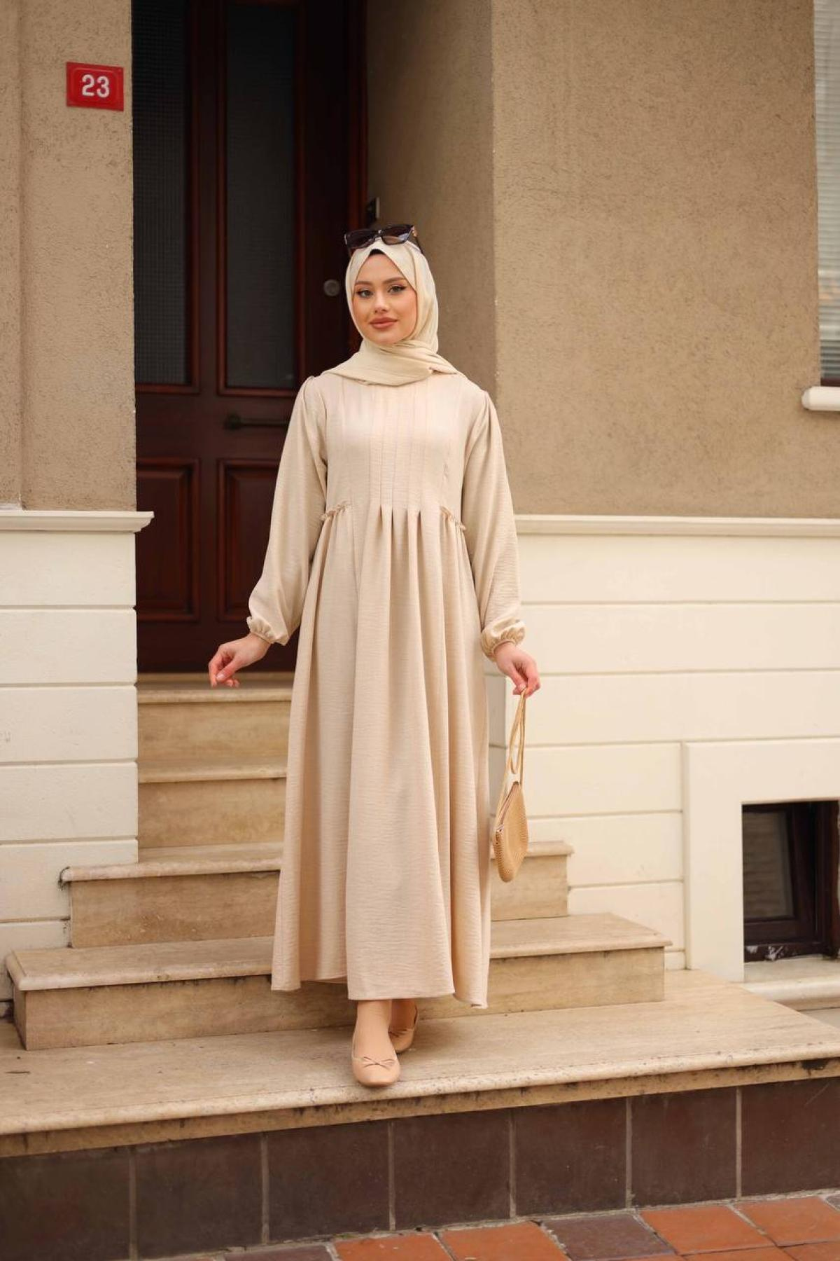 Women hijab maxi dress wholesale Cream color 695657
