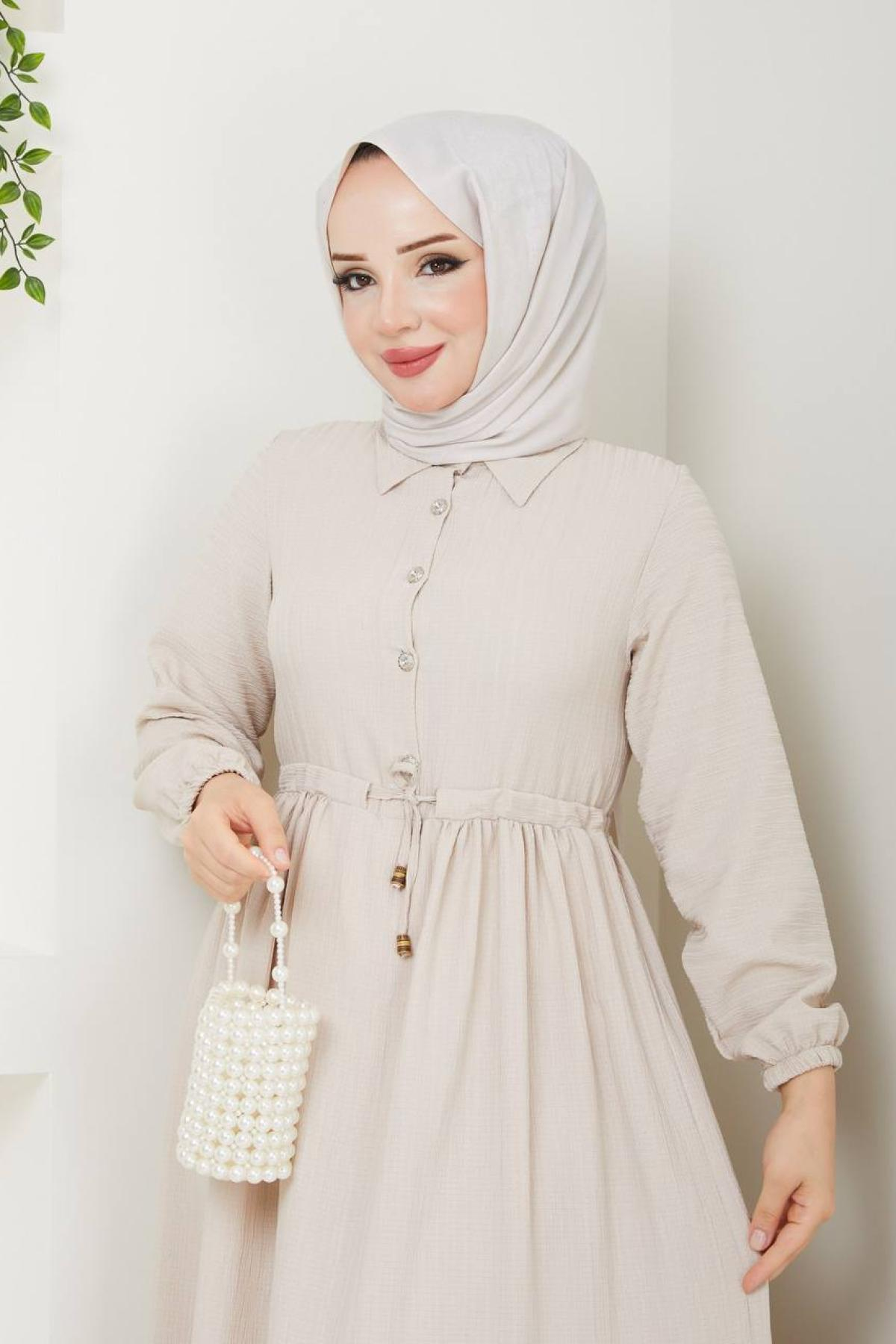 Women hijab maxi dress wholesale Cream color 695751